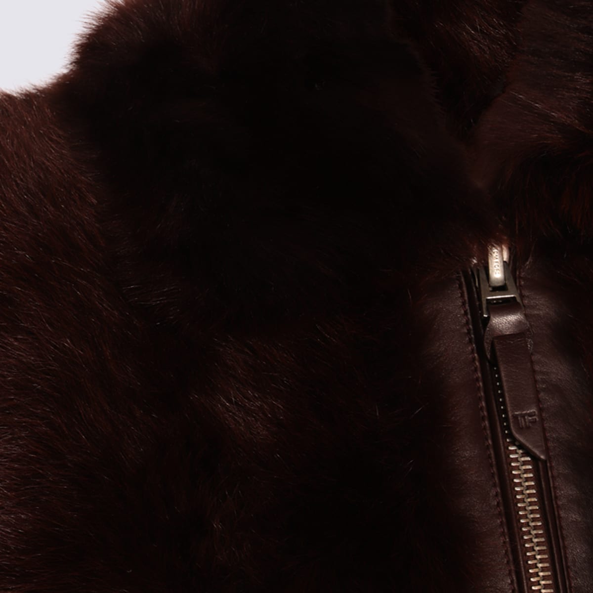 Tom Ford Leather Buckle Detail Jacket With Faux Fur In Brown