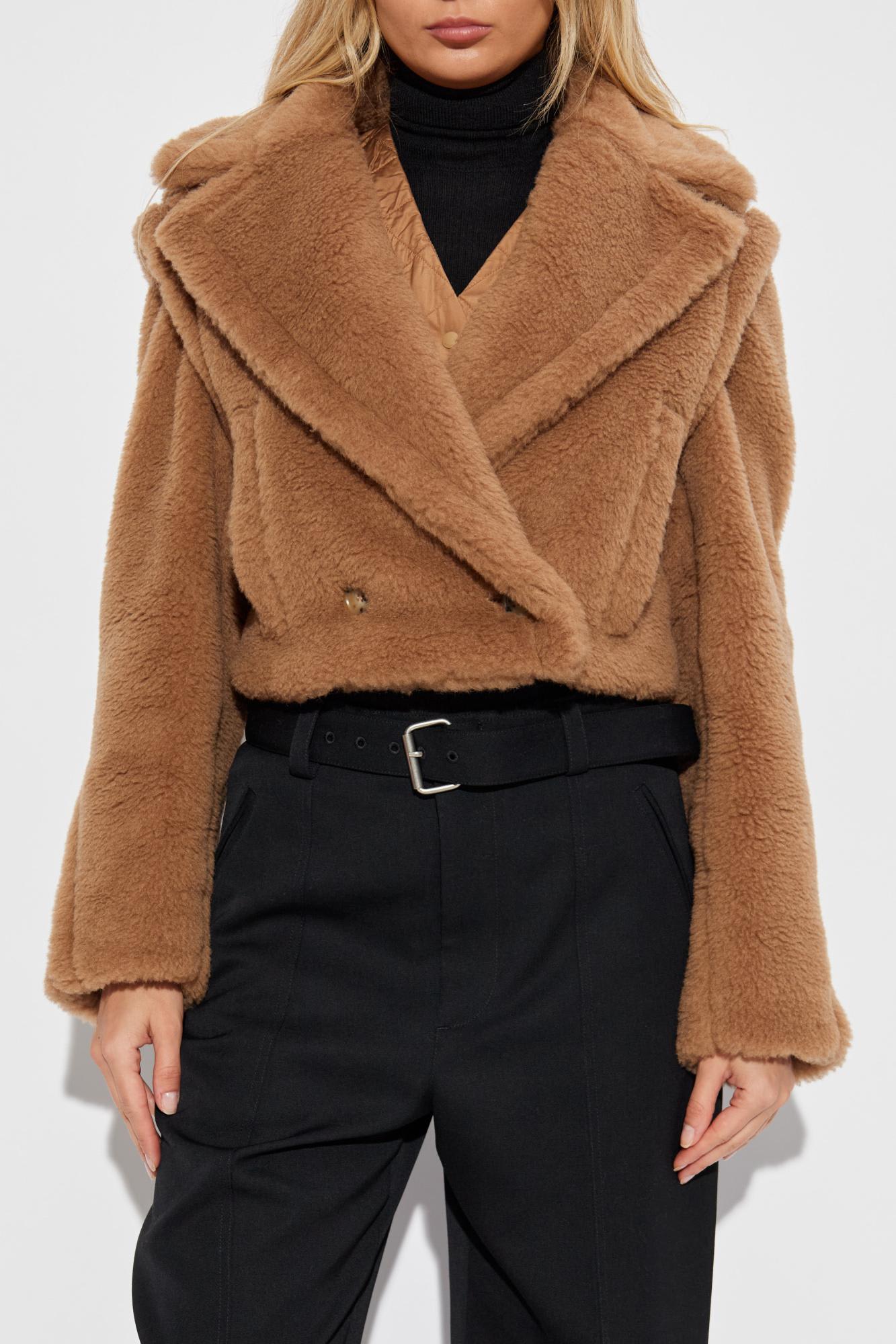 Max Mara Santos Double Breasted Cropped Coat In Brown