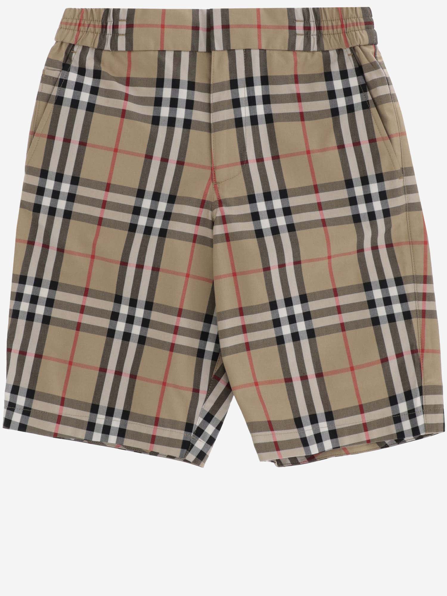 Burberry Kids' Cotton Check Bermuda Shorts In Beige