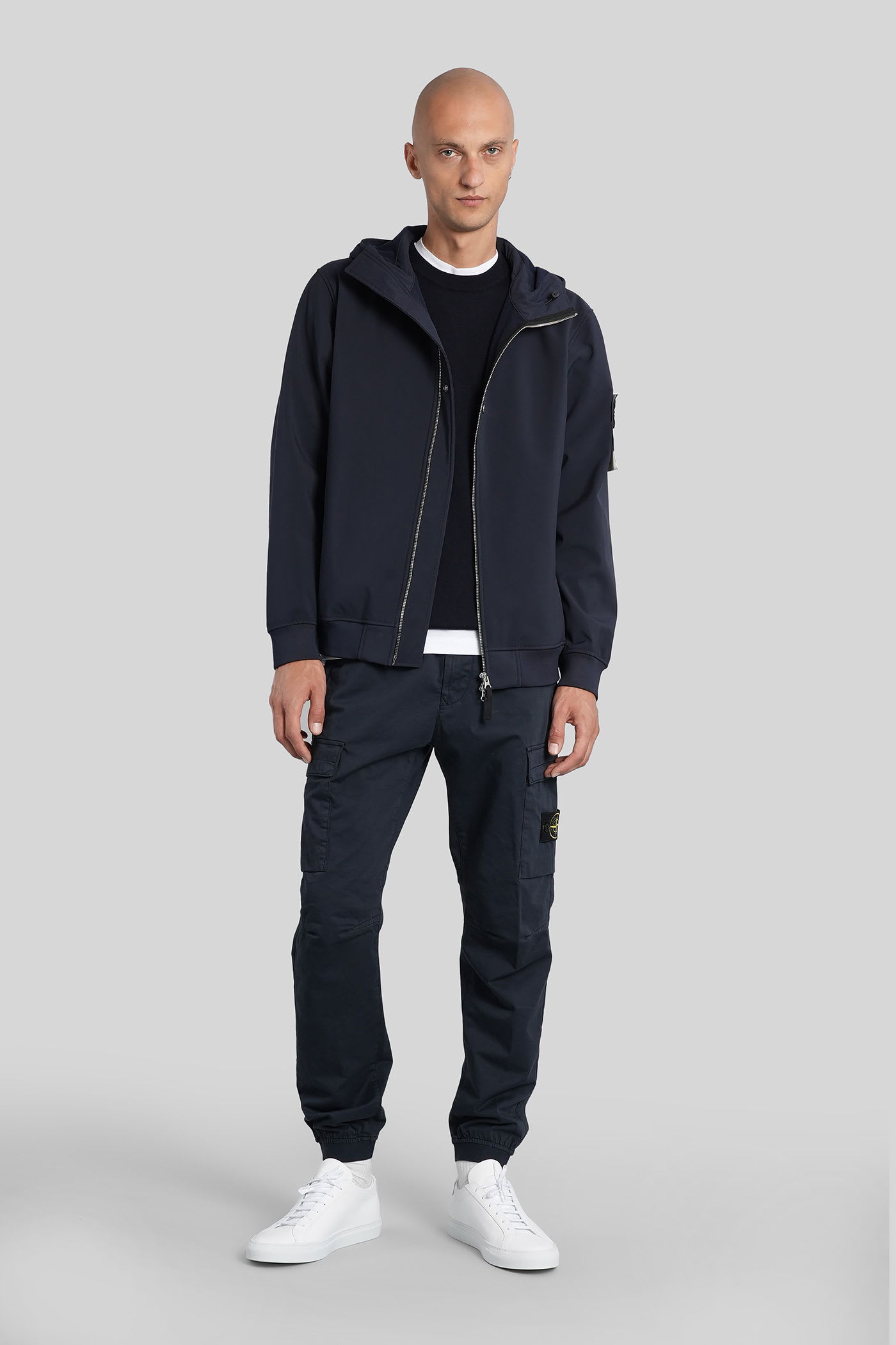 Stone Island Men Soft Shell-r Technology Logo Jacket In Blue