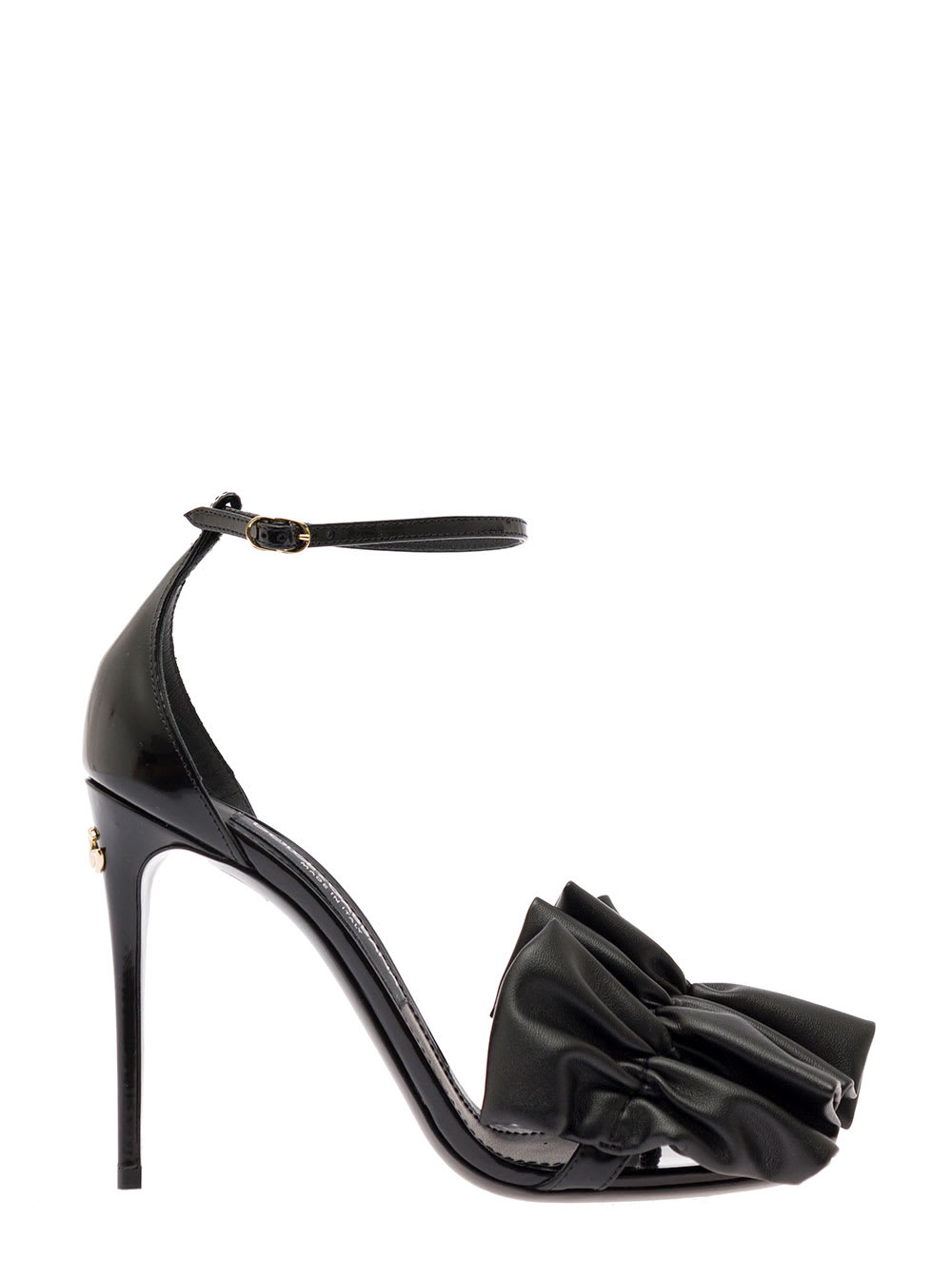 Dolce & Gabbana keira Black Sandals With Ruching In Leather Woman Dolce & Gabbana