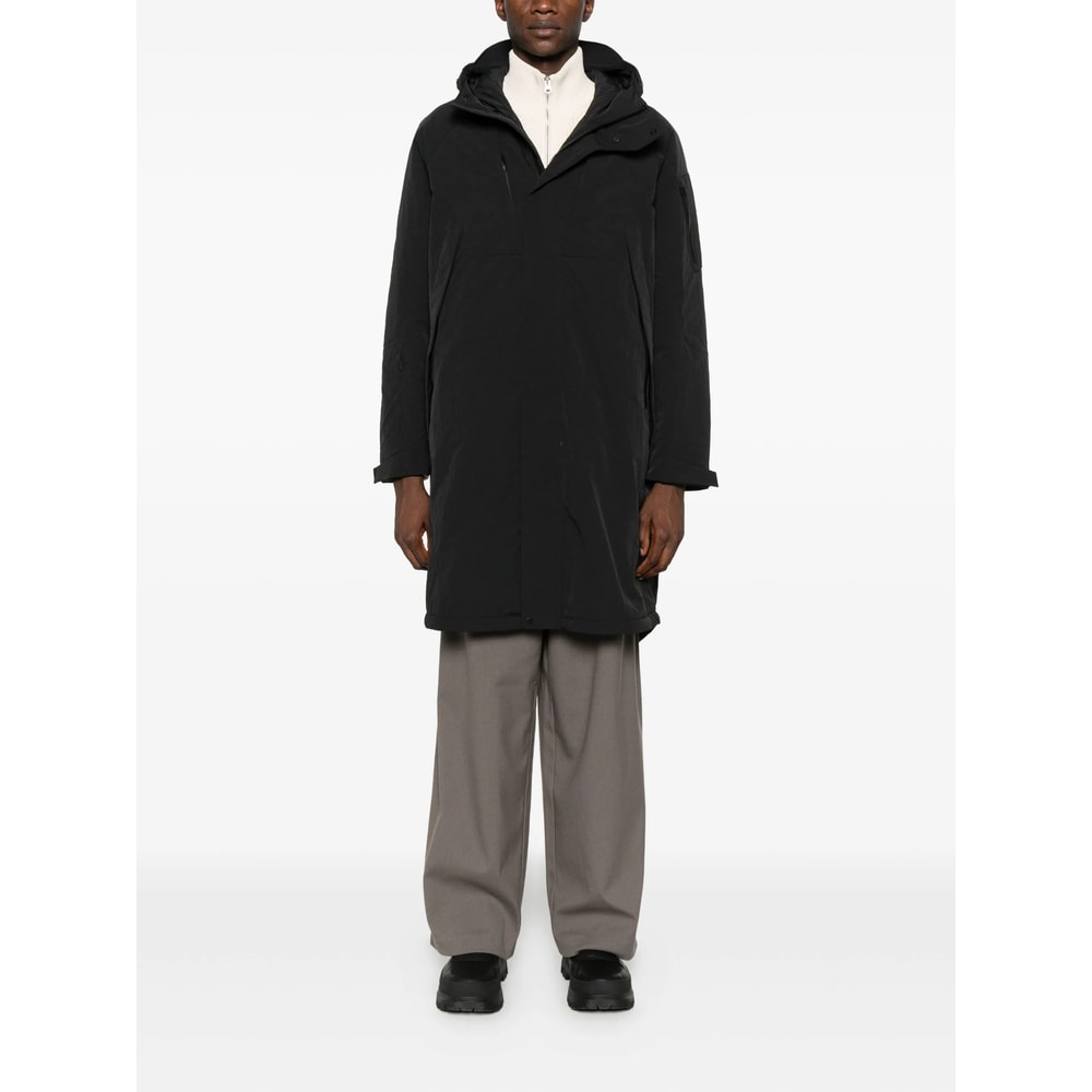 Jg1 Long Hooded Jacket Adjustable Hem In Black