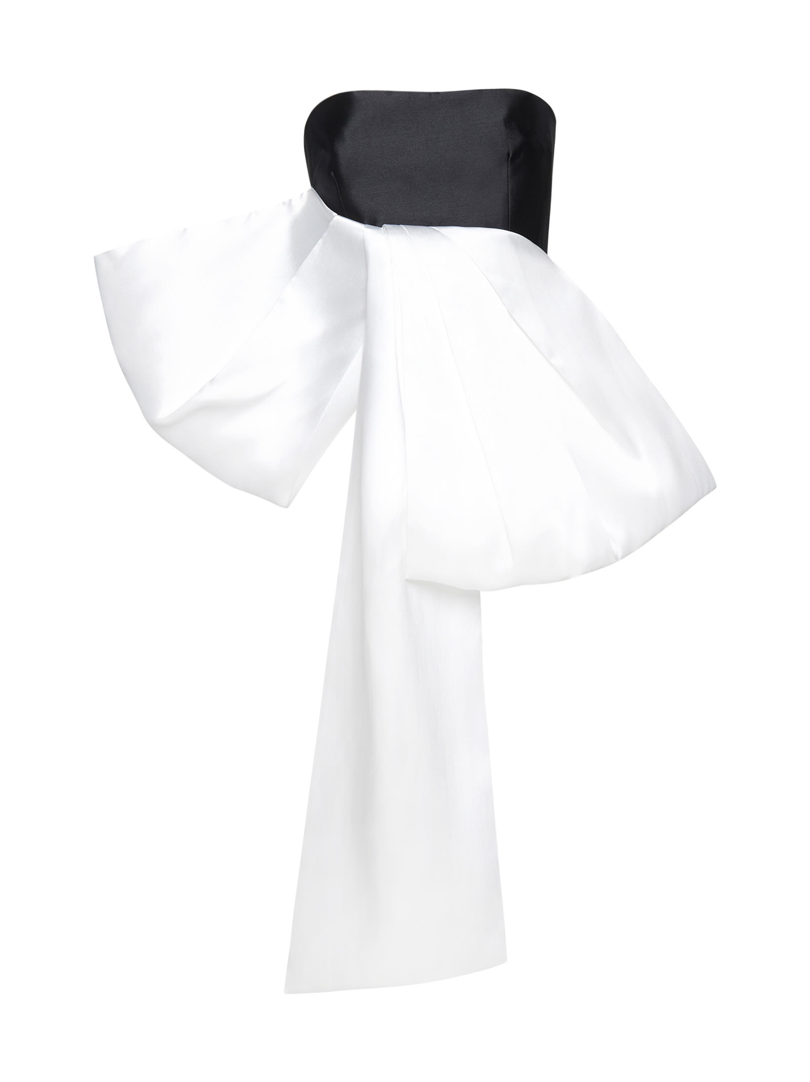 nadina Black And White Top With Bow Detail In Silk Woman