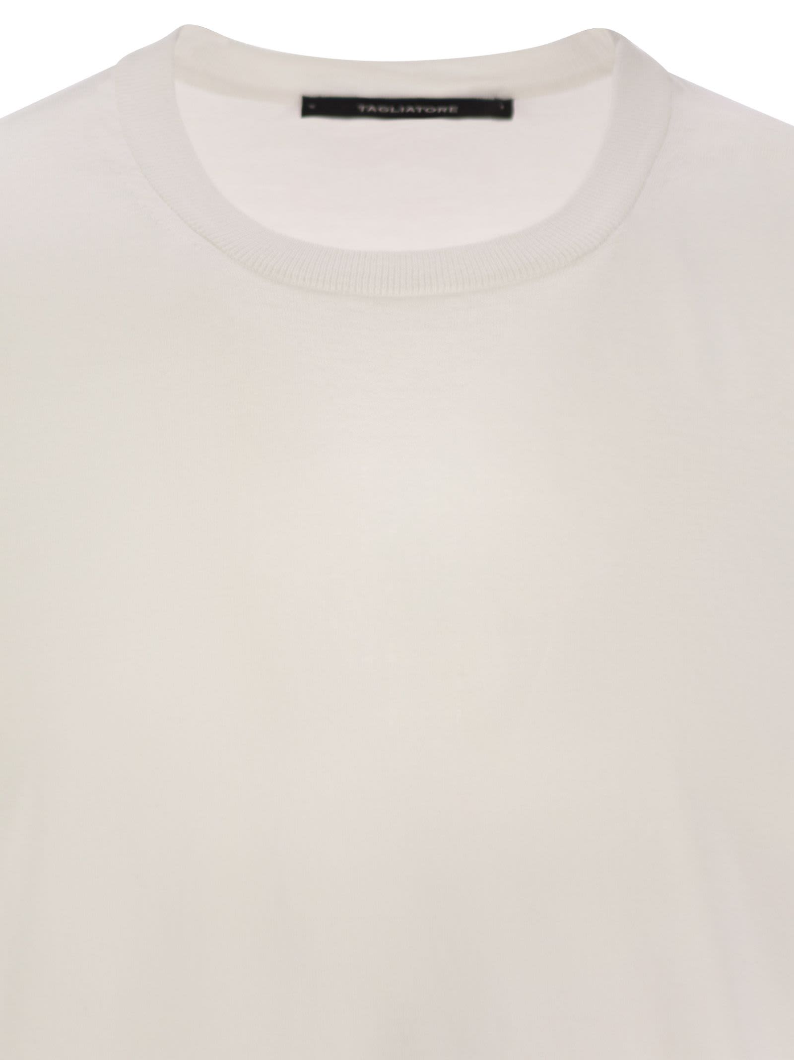 Shop Tagliatore Basic Short-sleeved Cotton T-shirt In White