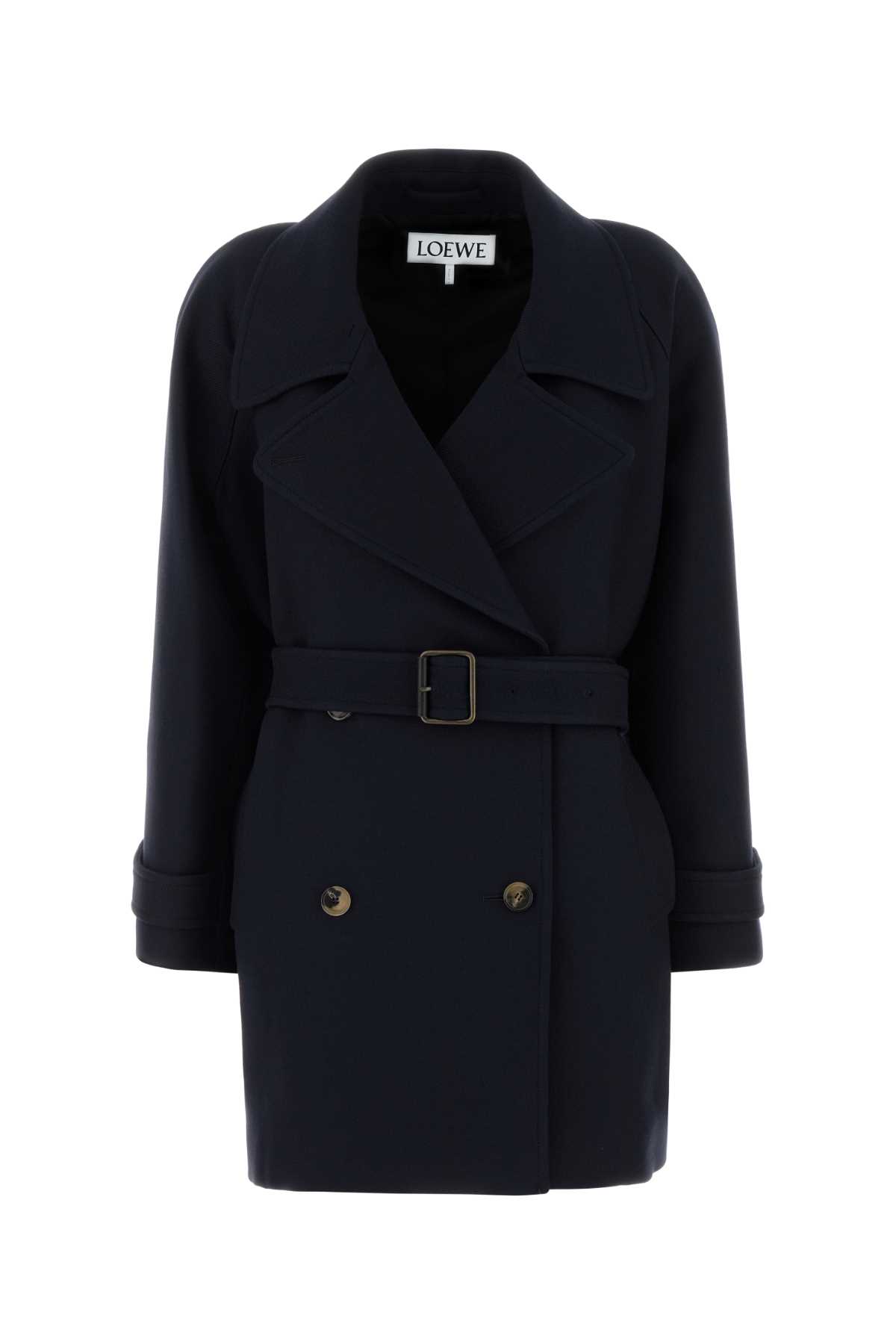 Loewe Double-breasted Belted Wool And Silk-blend Twill Jacket In Blue