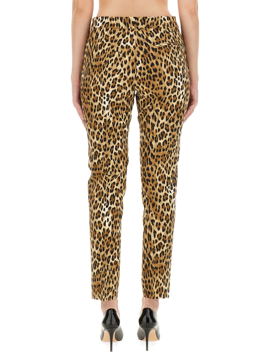 Shop Moschino Pants With Animal Pattern In Animalier