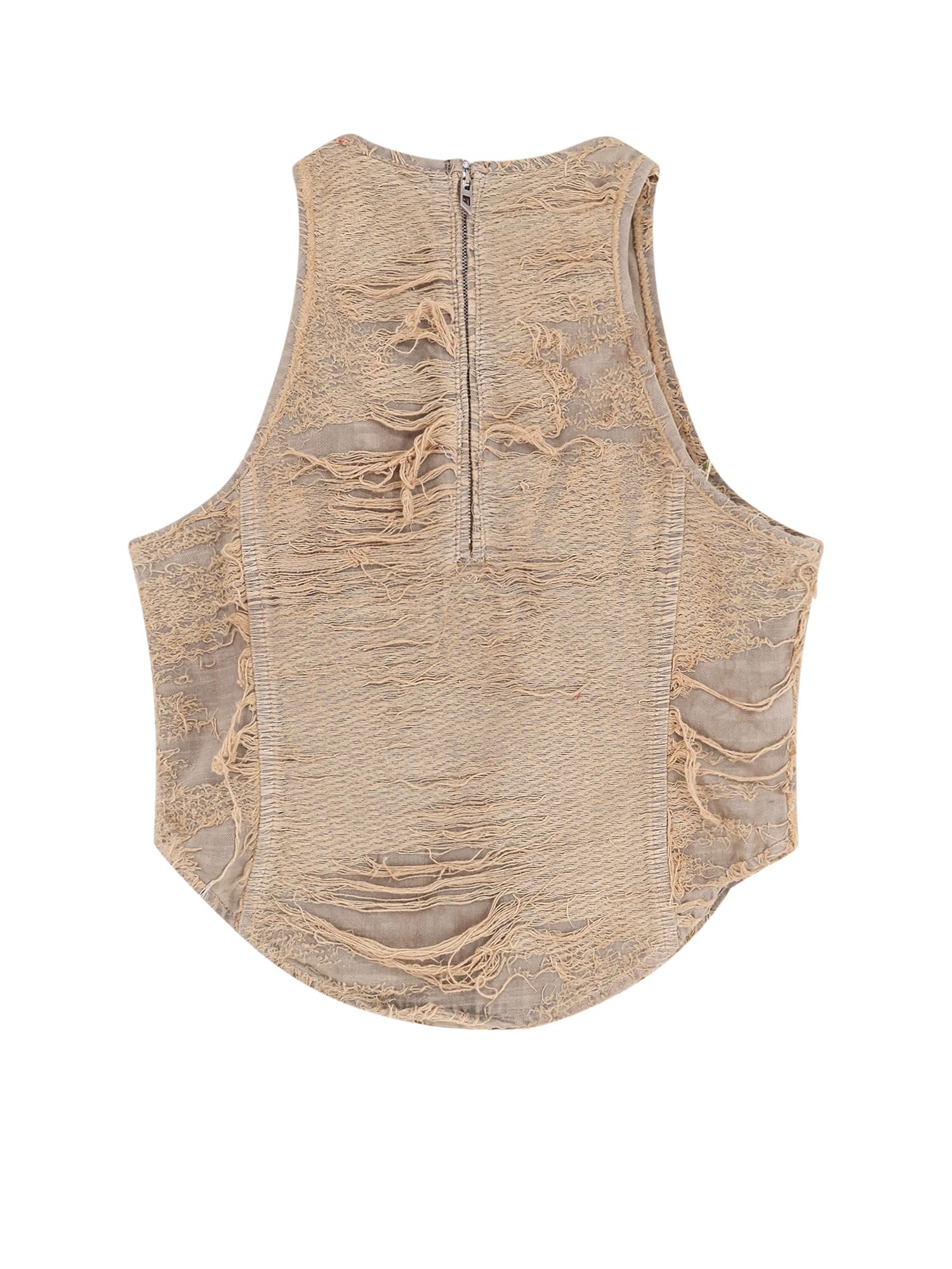 Diesel De Astro Fsg Cotton Top Destroyed Effect In Beige