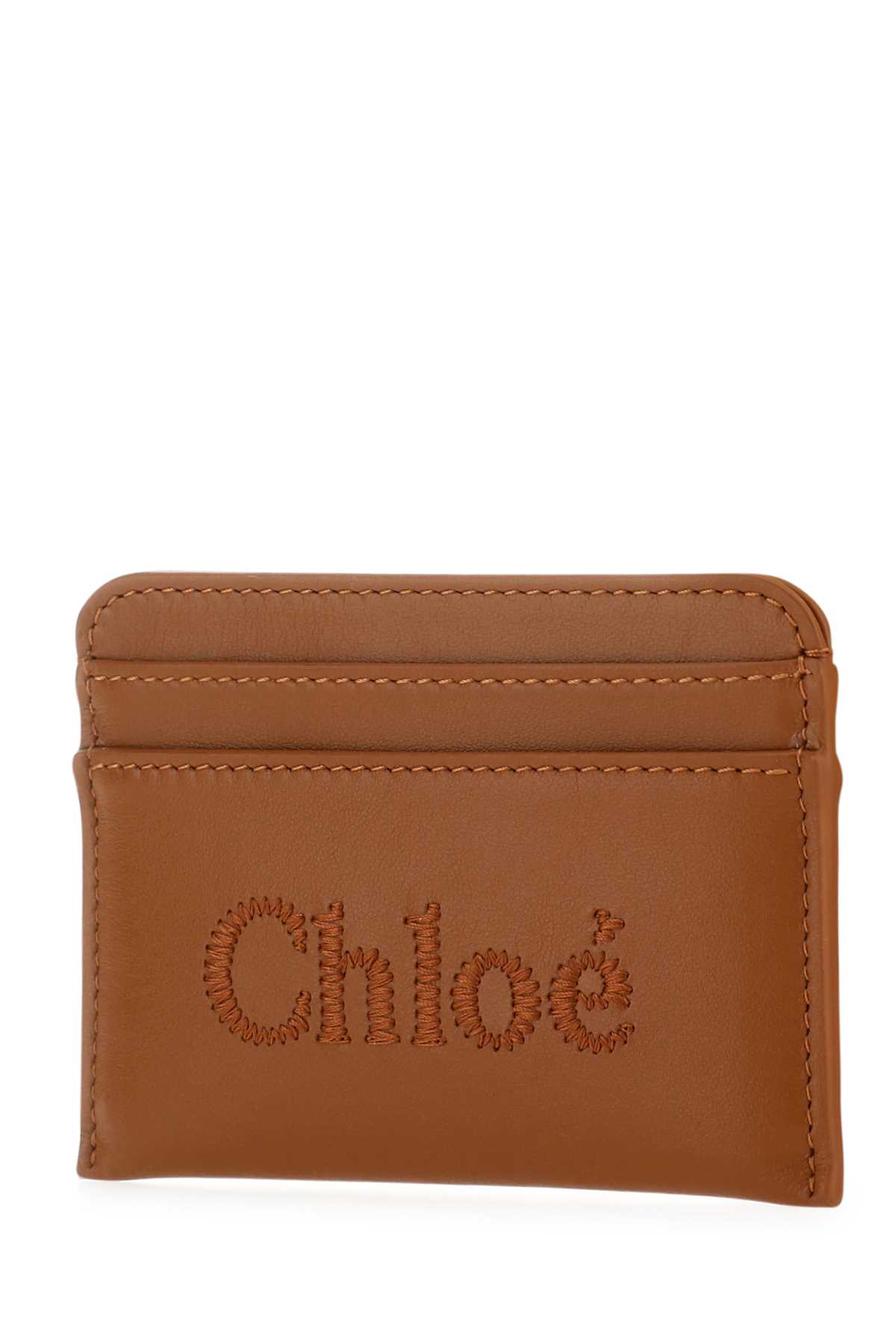 Shop Chloé Caramel Leather Card Holder In 247