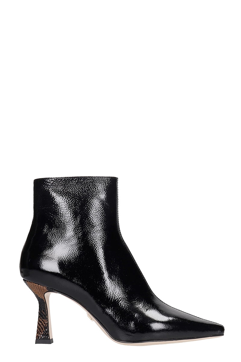 LOLA CRUZ HIGH HEELS ANKLE BOOTS IN BLACK LEATHER,11517261