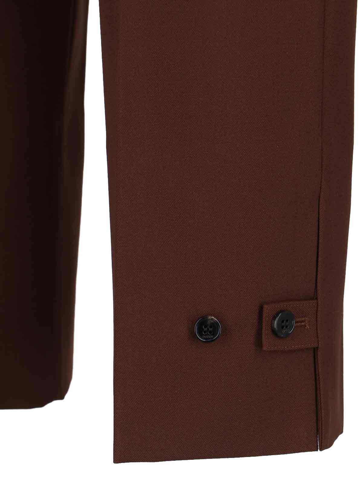 Gucci Wool Twill Trousers In Brown