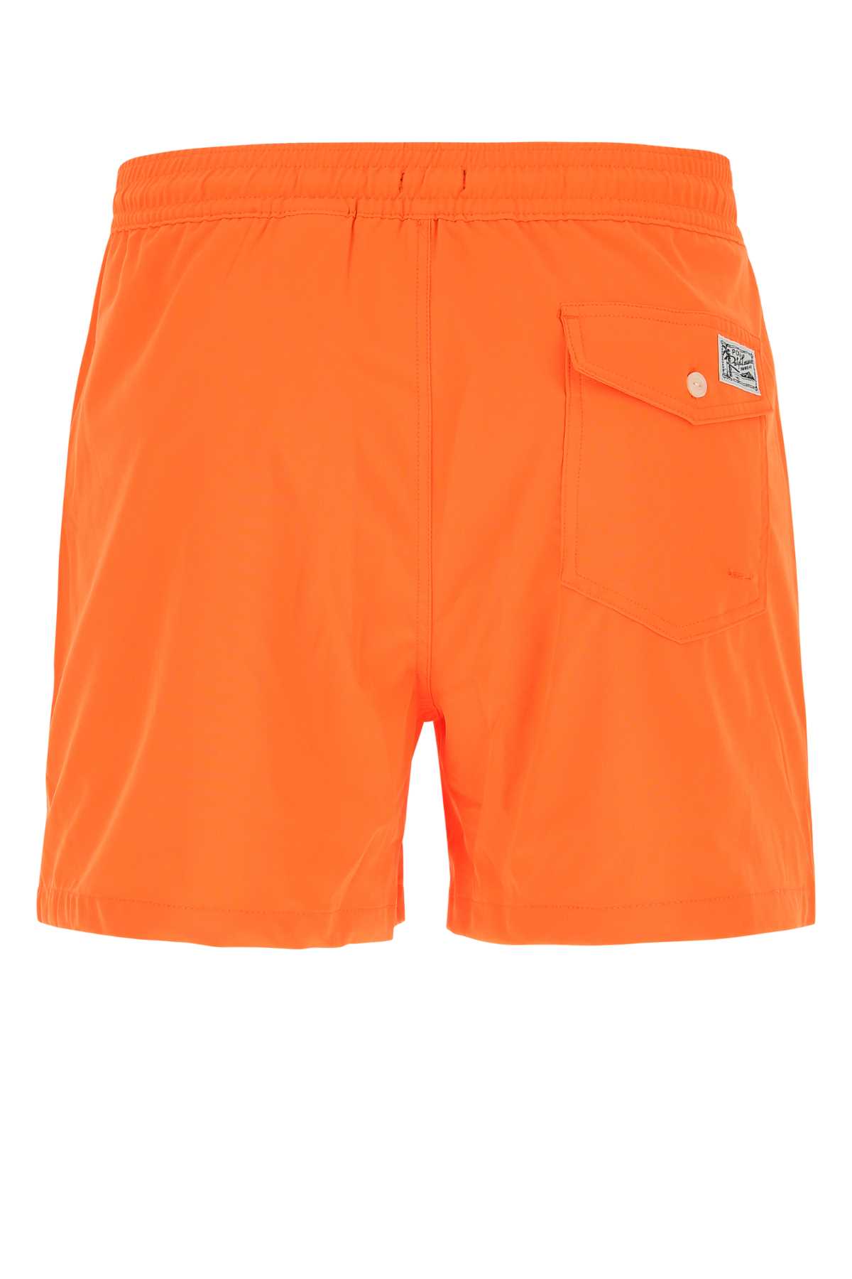 Shop Polo Ralph Lauren Orange Stretch Polyester Swimming Shorts In 012