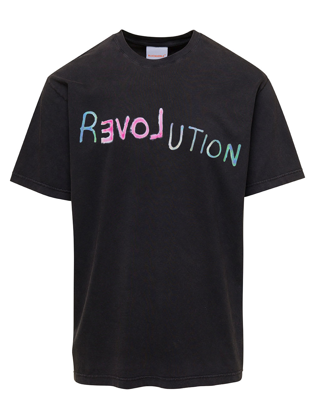Black T-shirt With revolution Print In Cotton Man