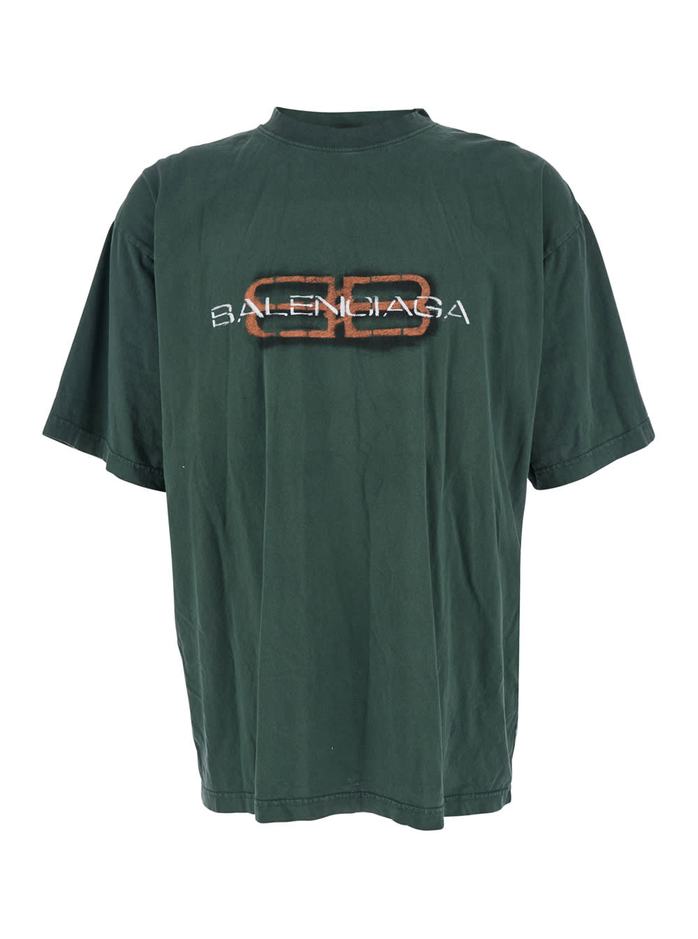 Balenciaga Short Sleeve Graphic Print T-shirt In Green