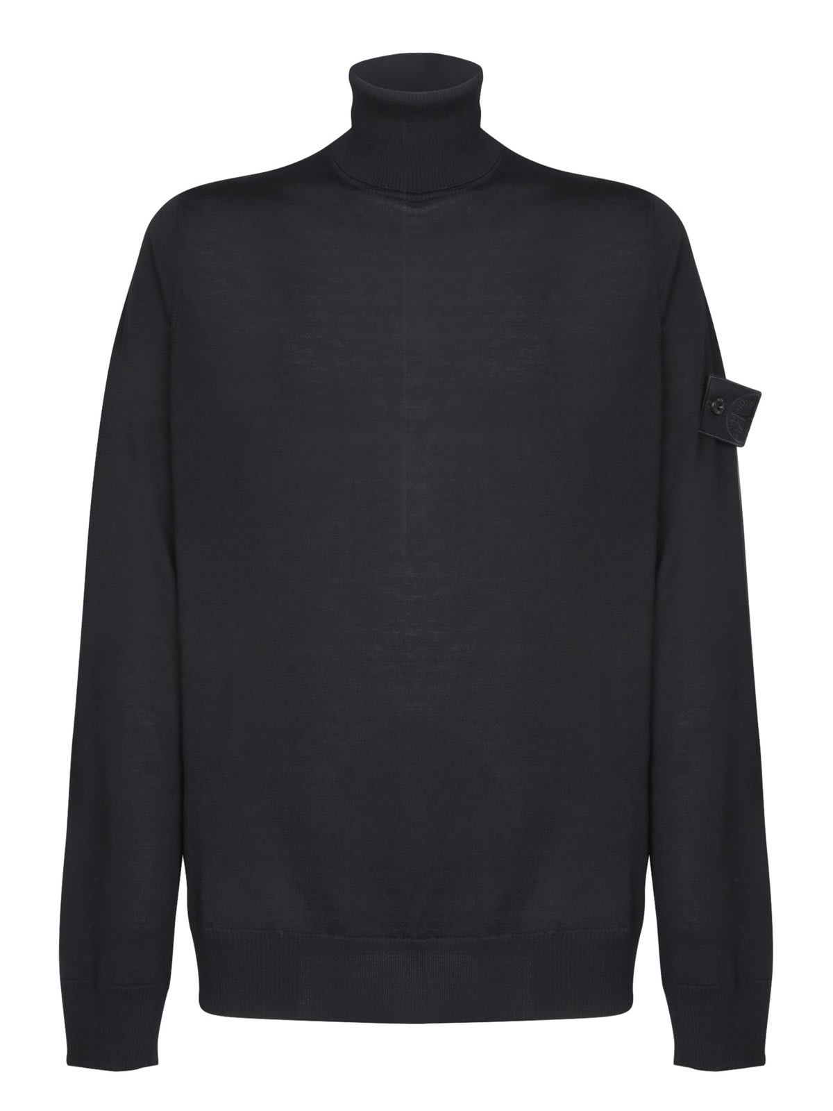 Shop Stone Island Turtleneck Logo Patched Pullover In Black