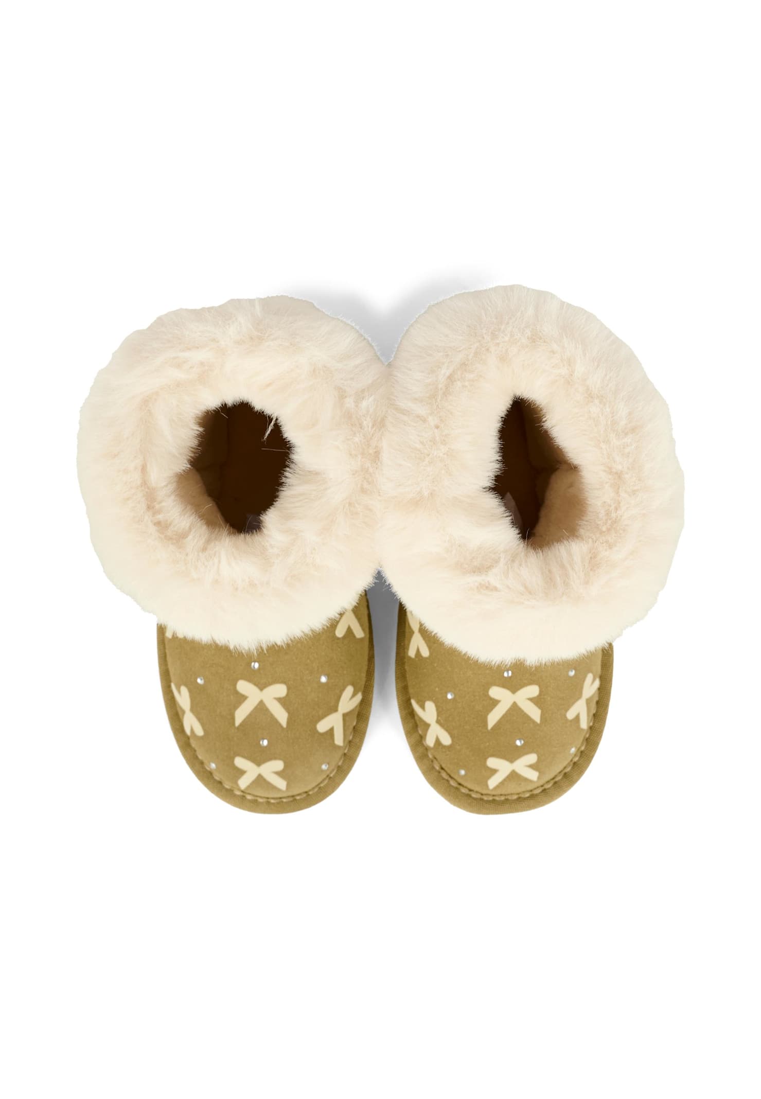 Monnalisa Beige Ankle Boots For Girl With Bow In Green