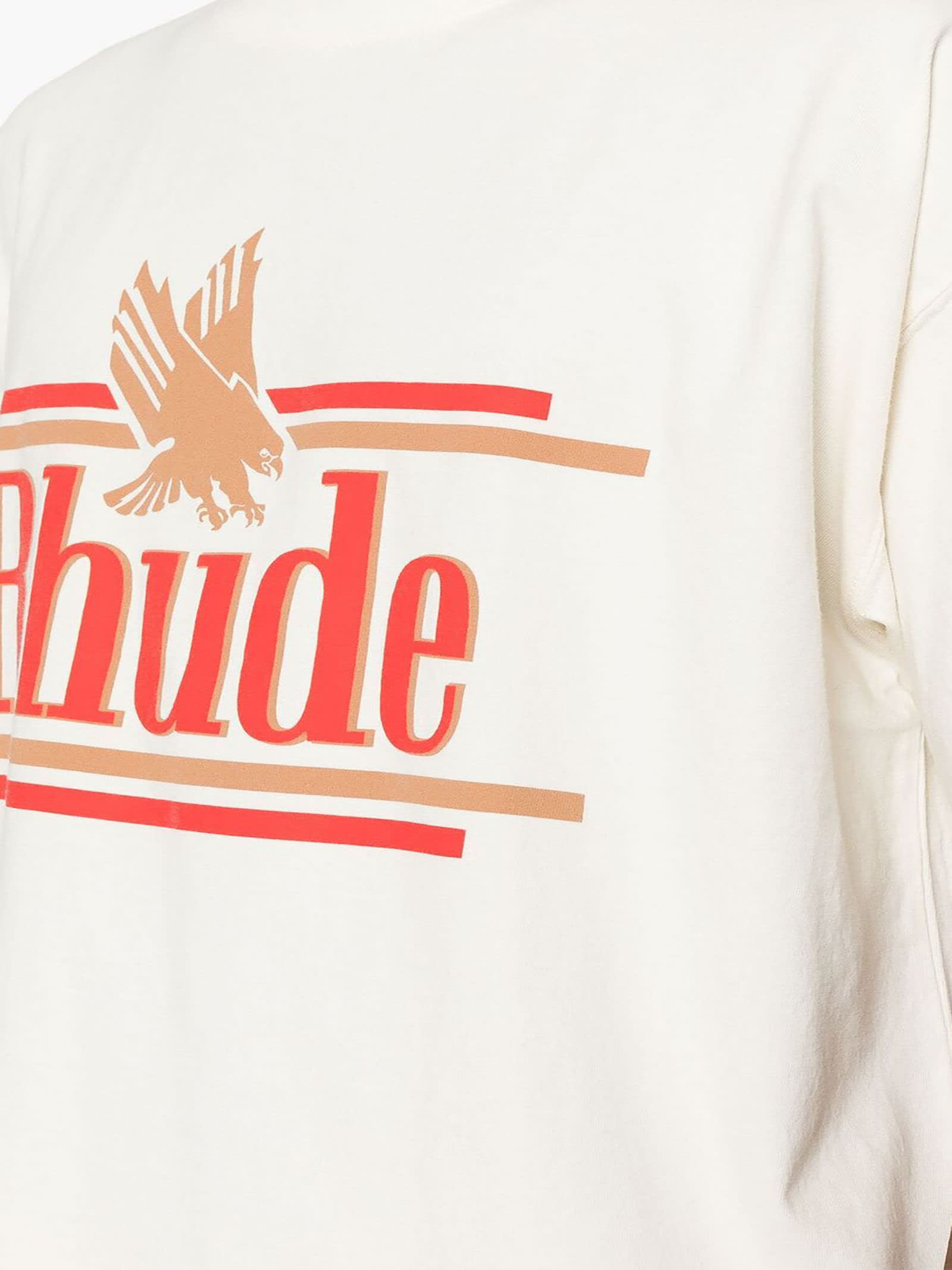 Shop Rhude Cream Cotton T-shirt In Neutrals
