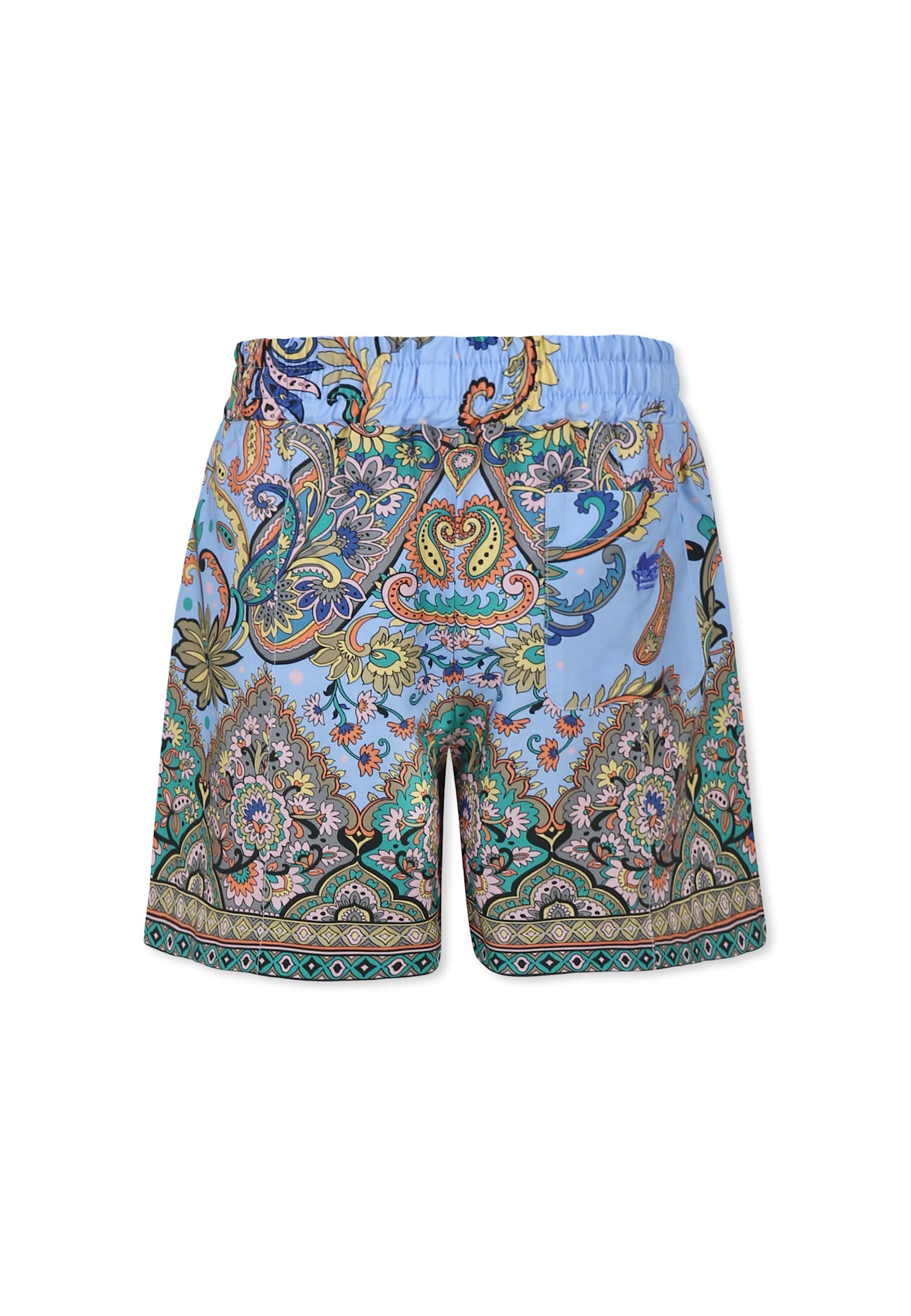 Etro Light Blue Shorts For Boy With Paisley Pattern In Light Blue
