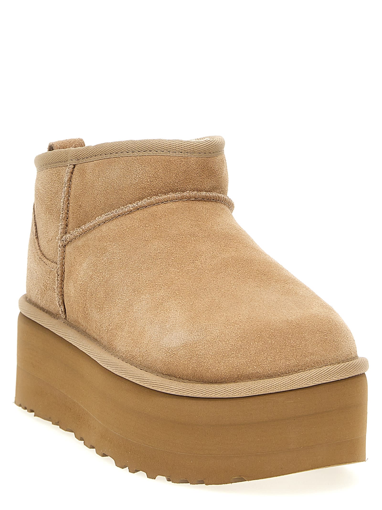 Ugg Classic Ultra Mini Platform Ankle Boots In Neutral
