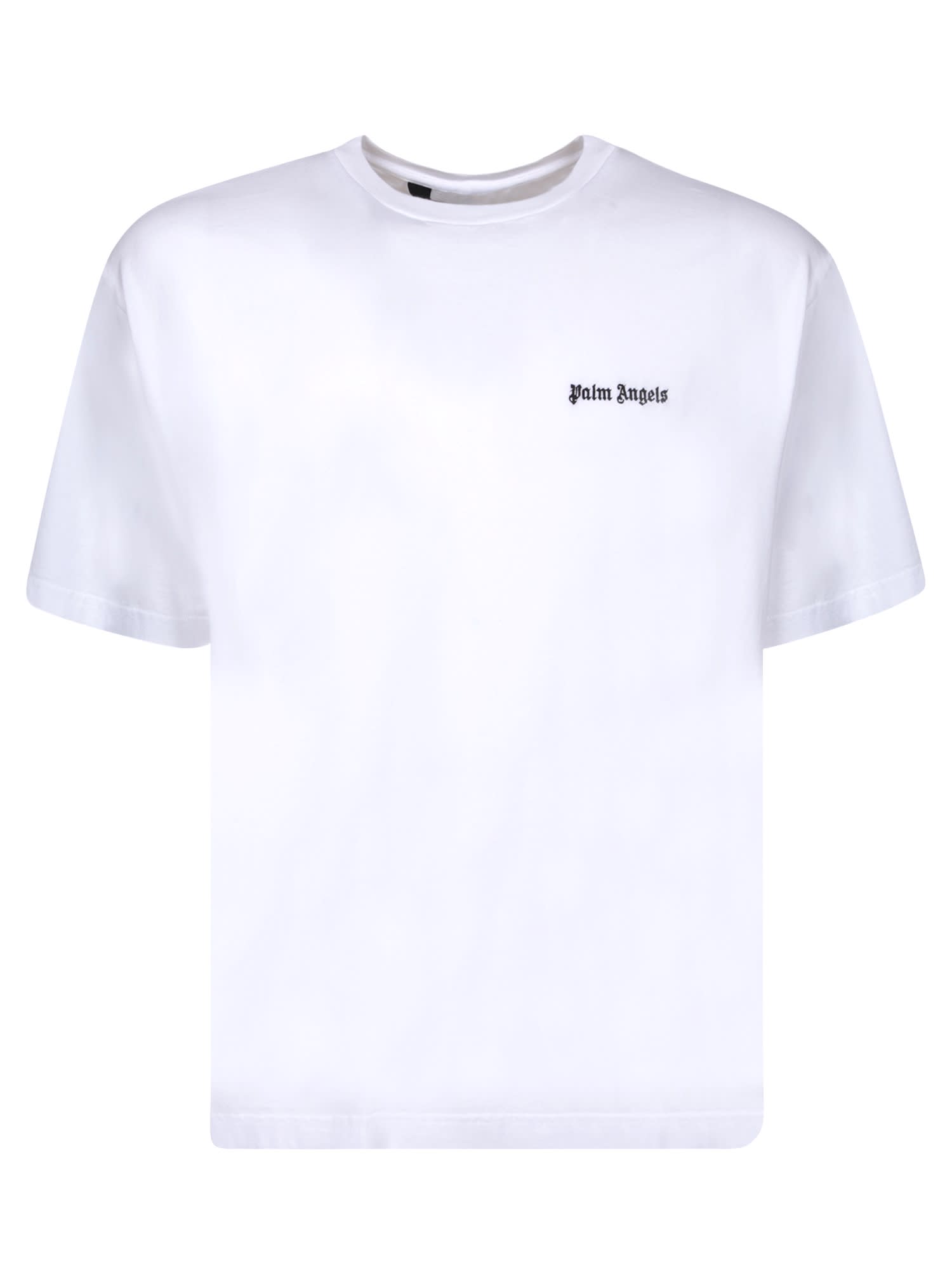 Shop Palm Angels Embroidered Logo White T-shirt