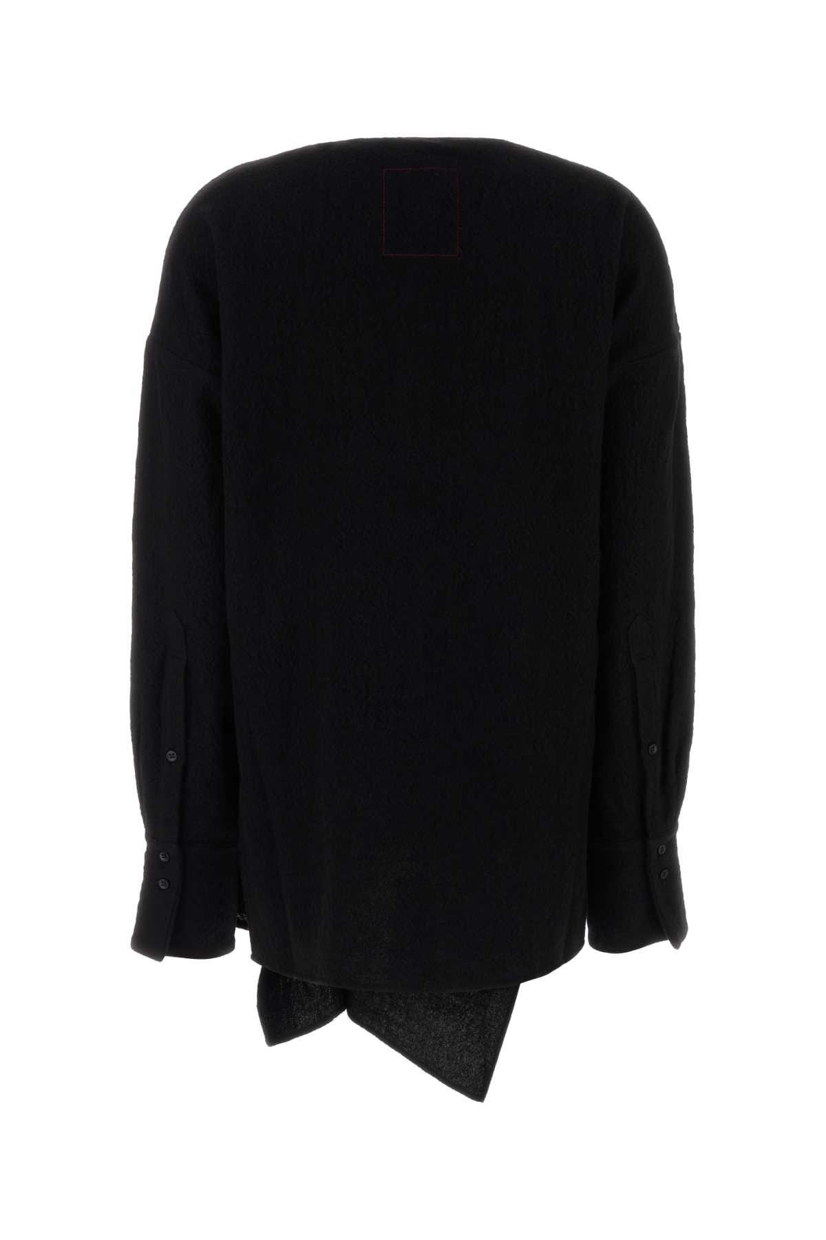 Uma Wang Asymmetric Long Sleeve Draped Blouse In Blue
