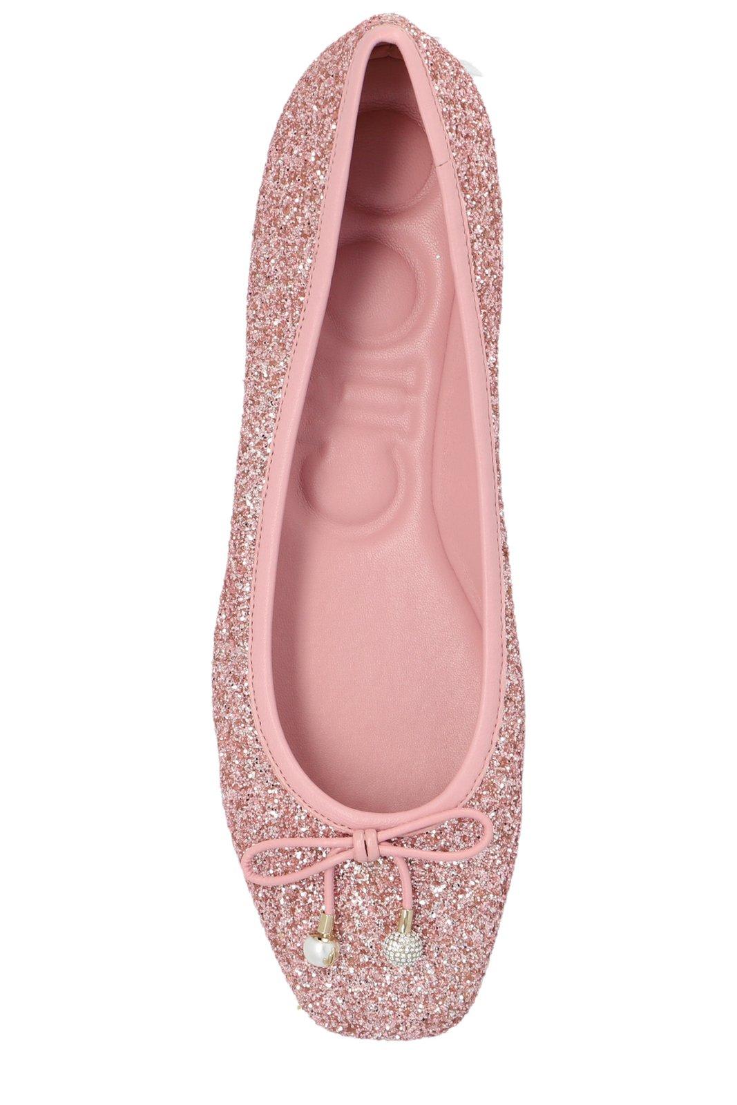 Shop Jimmy Choo Elme Bow Detailed Ballet Flats In Pink