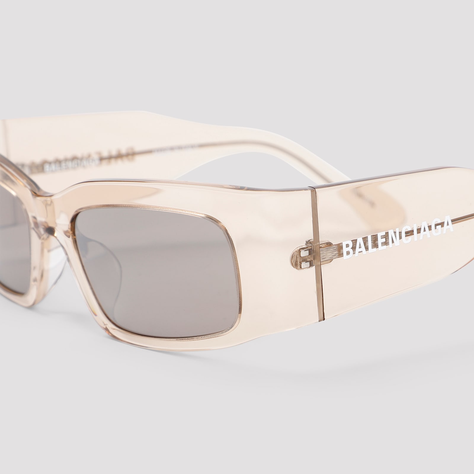 Balenciaga Paper Rectangle Sunglasses In Almond Silver