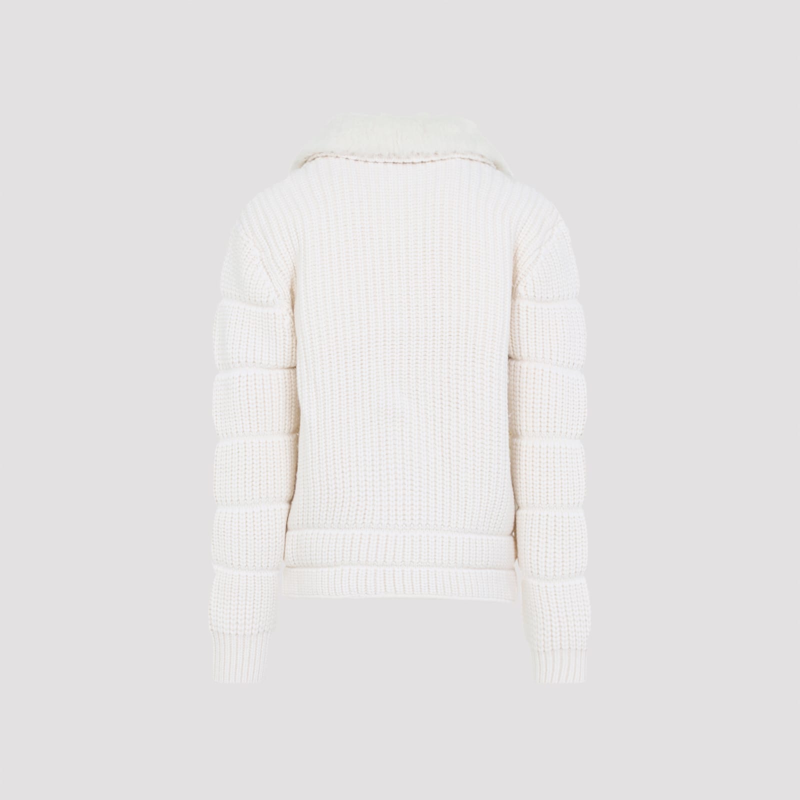 Casablanca White Merino Wool Ribbed Padded Jacket In White