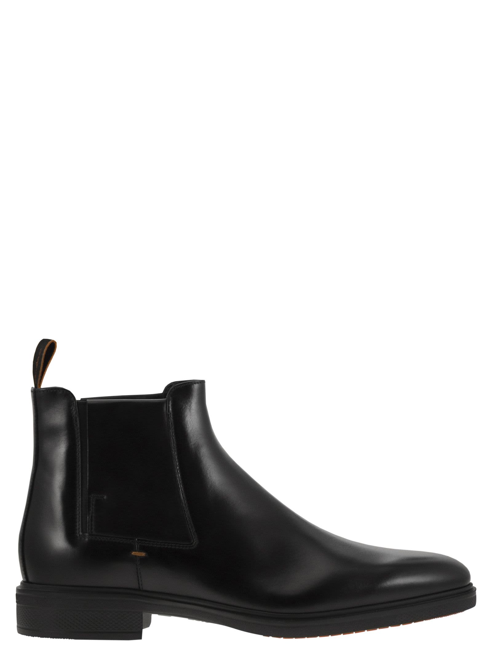 Shop Santoni Easy Leather Boot In Black