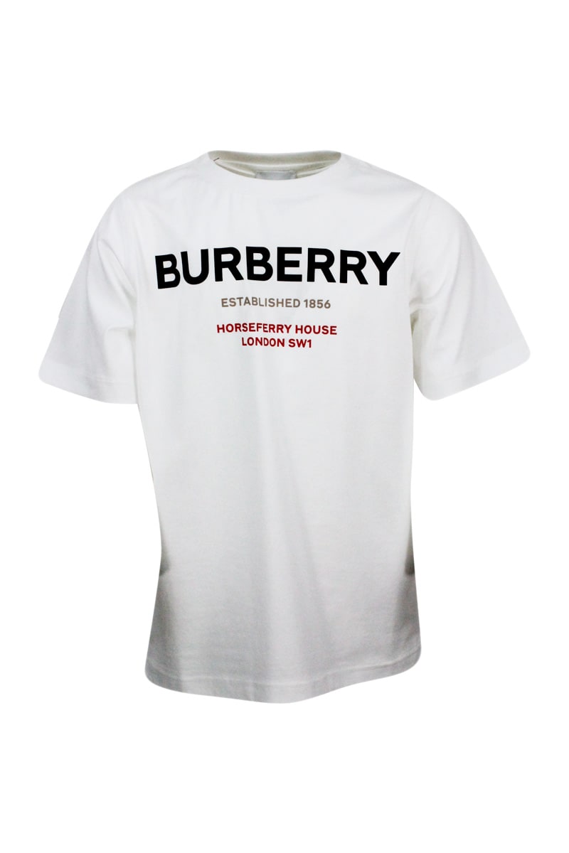 Burberry Short-sleeved Crew-neck T-shirt With Logo Lettering