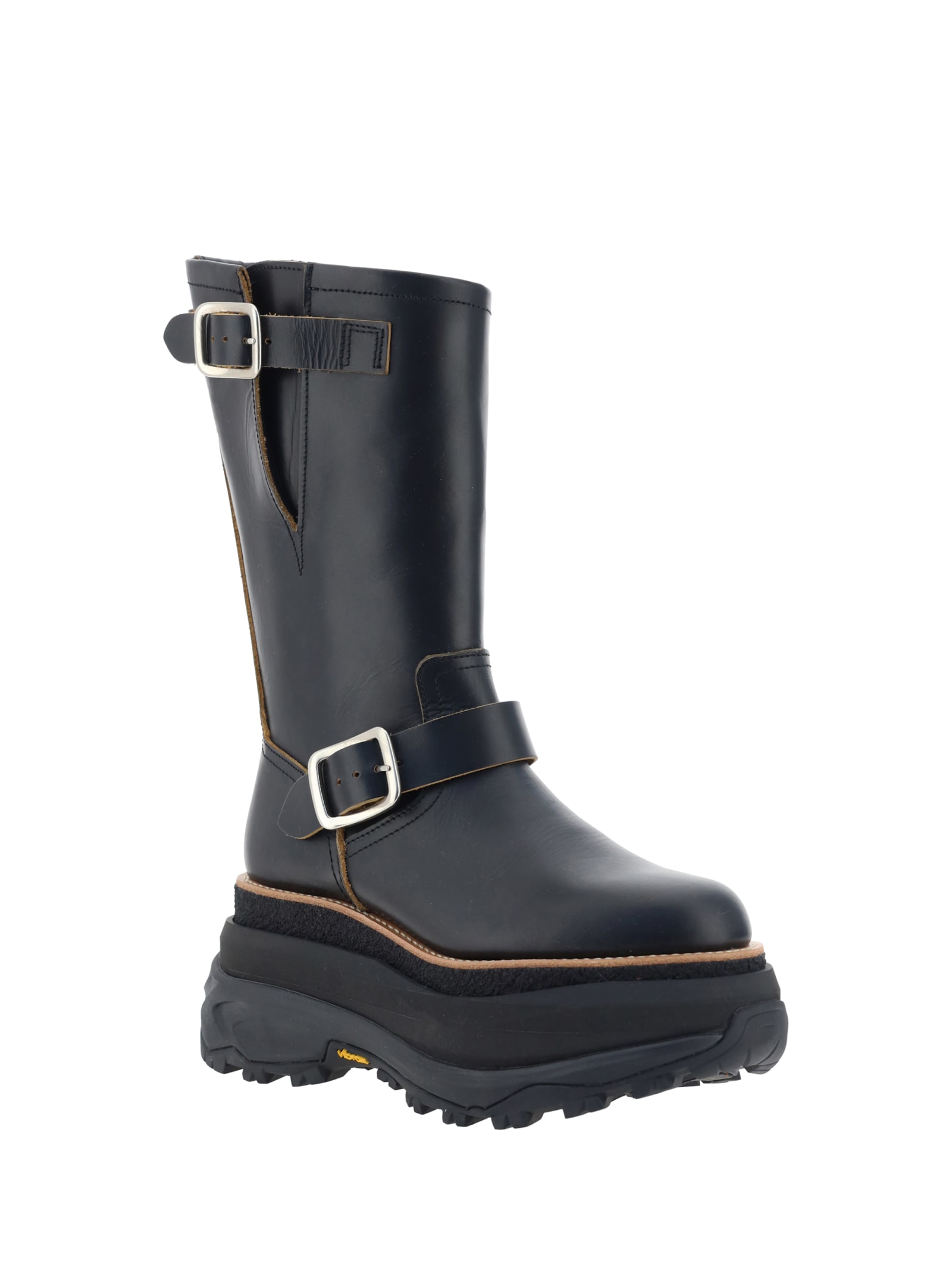 Shop Sacai Engineer Boots In Black