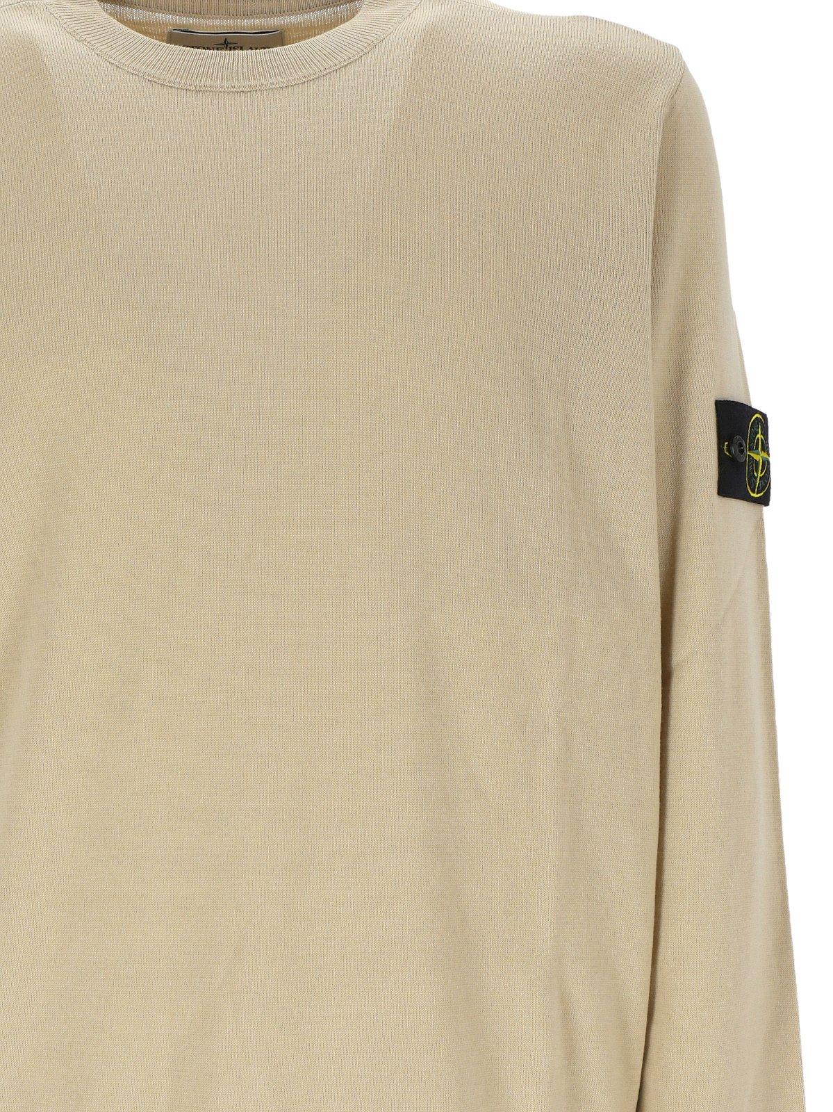 Shop Stone Island Logo Patch Crewneck Jumper In Stucco