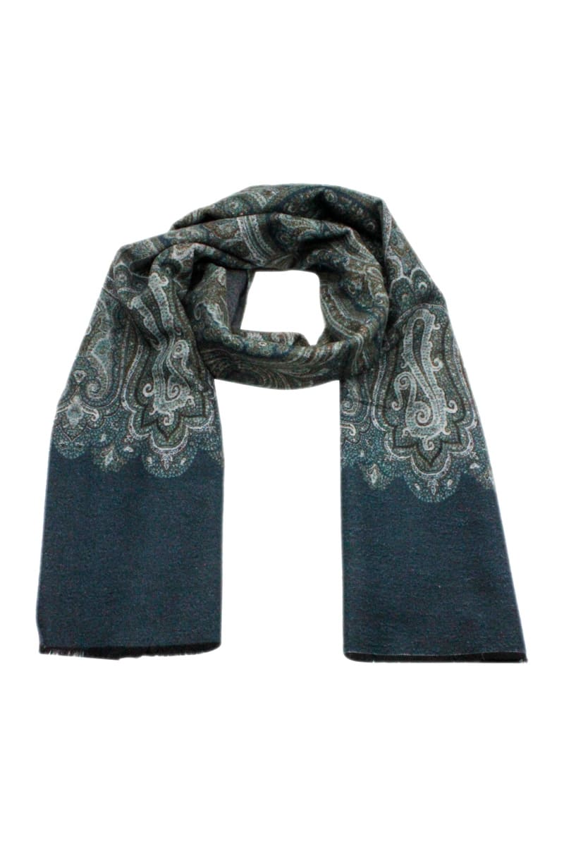 Light Scarf With Small Fringes At The Bottom With A Patterned Motif