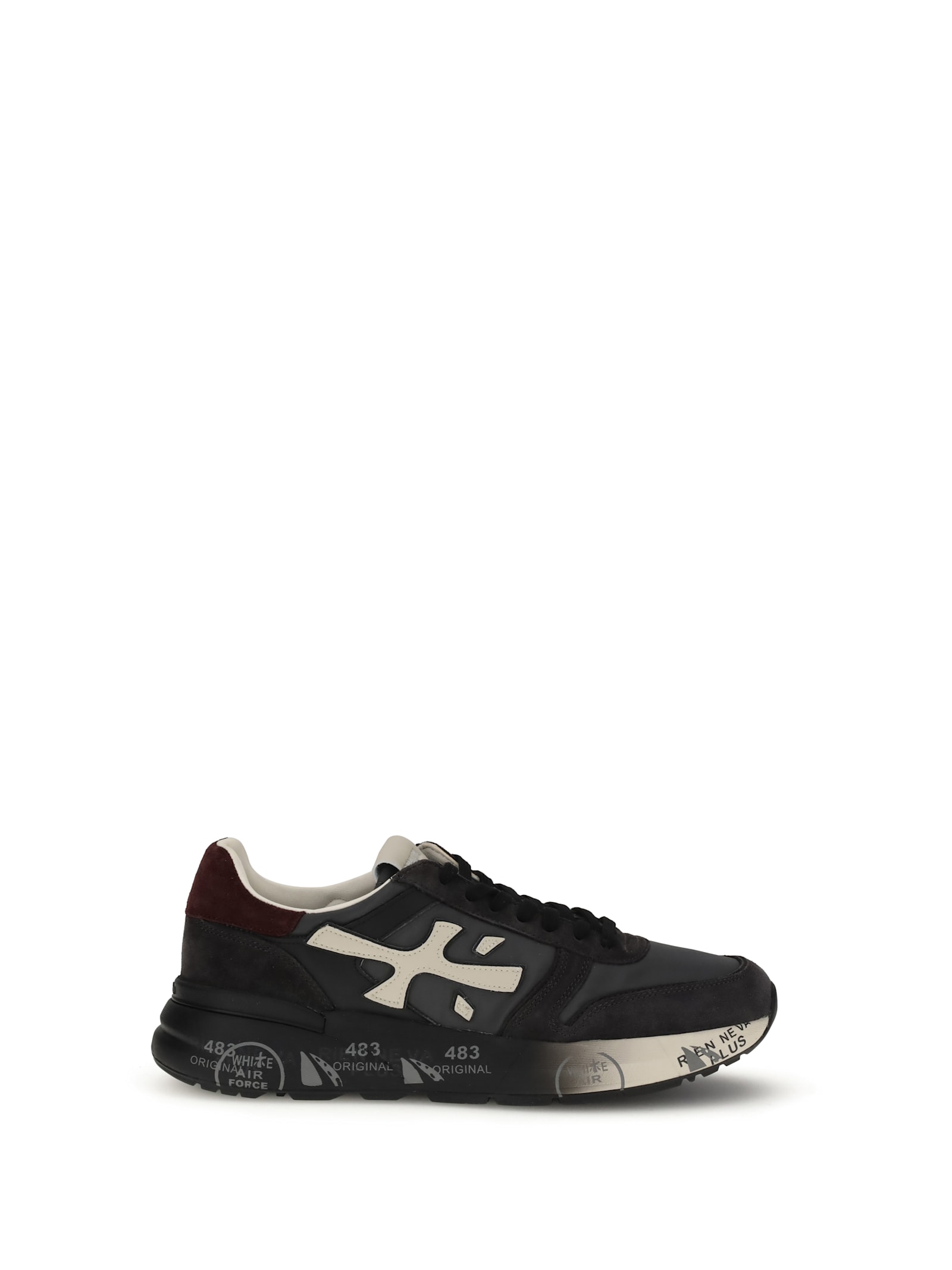 Premiata Casual Low Top Sneakers With Suede Accents In Black