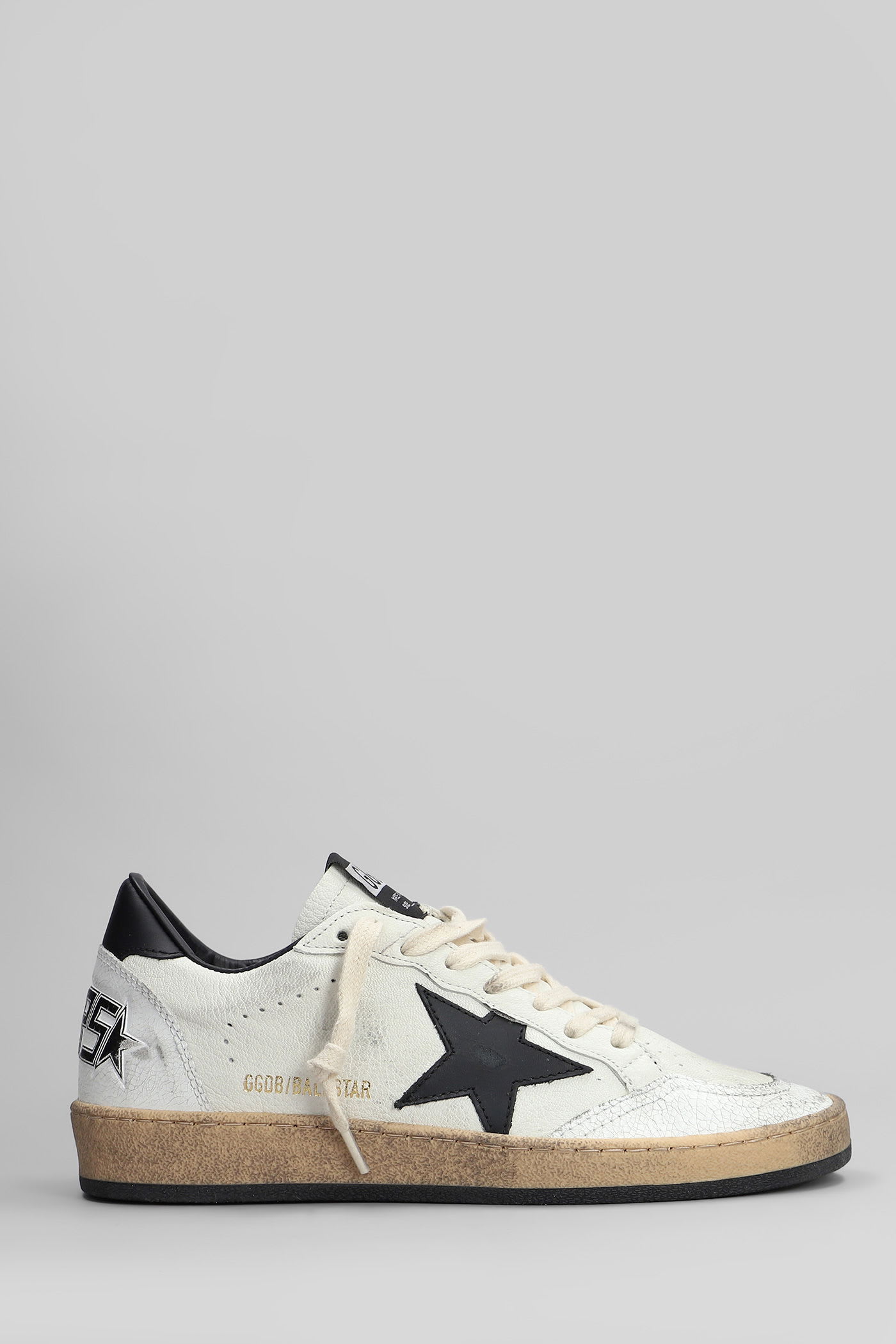 Golden Goose White And Black Leather Ball Star Low Sneakers In Multi