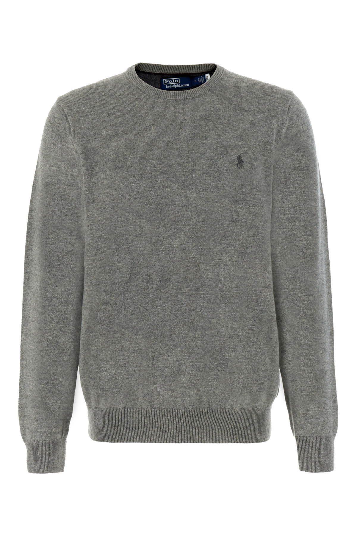 Shop Polo Ralph Lauren Melange Grey Wool Sweater In Greyheather