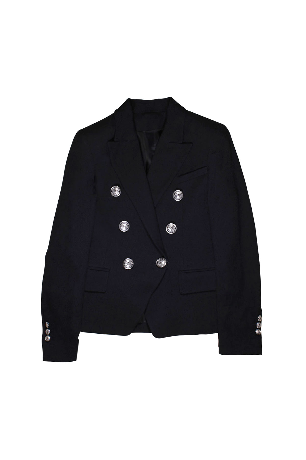 BALMAIN BLACK DOUBLE BREASTED TEEN JACKET,11070581