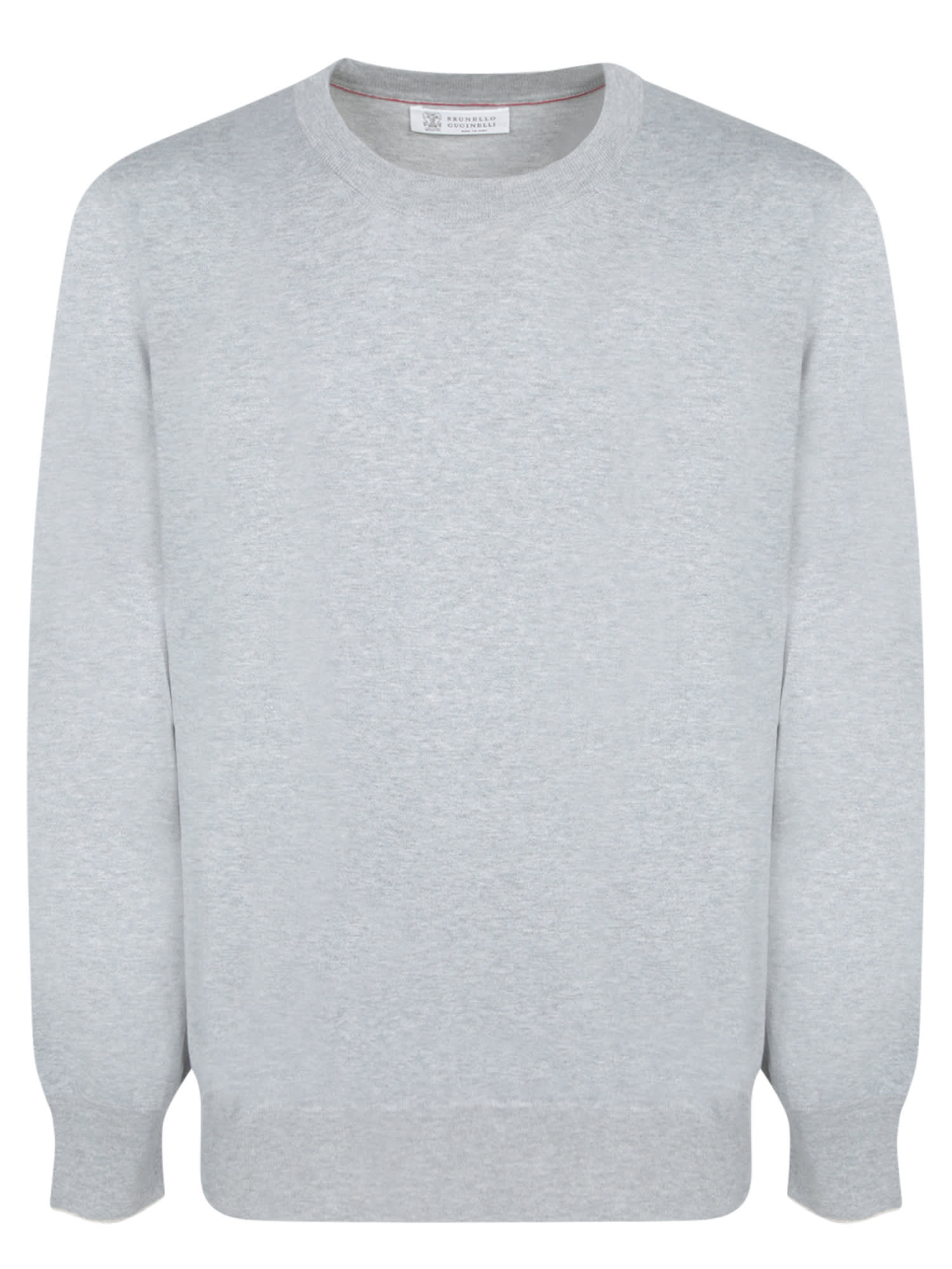 Brunello Cucinelli Cotton Sweater In Mist Grey