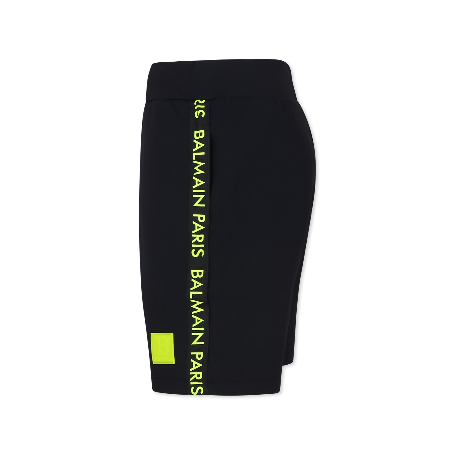 Shop Balmain Black Shorts For Boy With Logo