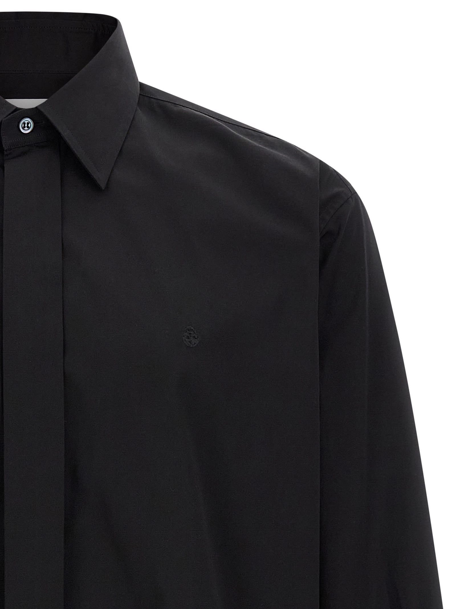 Alexander Mcqueen Logo Embroidery Shirt Shirt And Blouse Black In Black