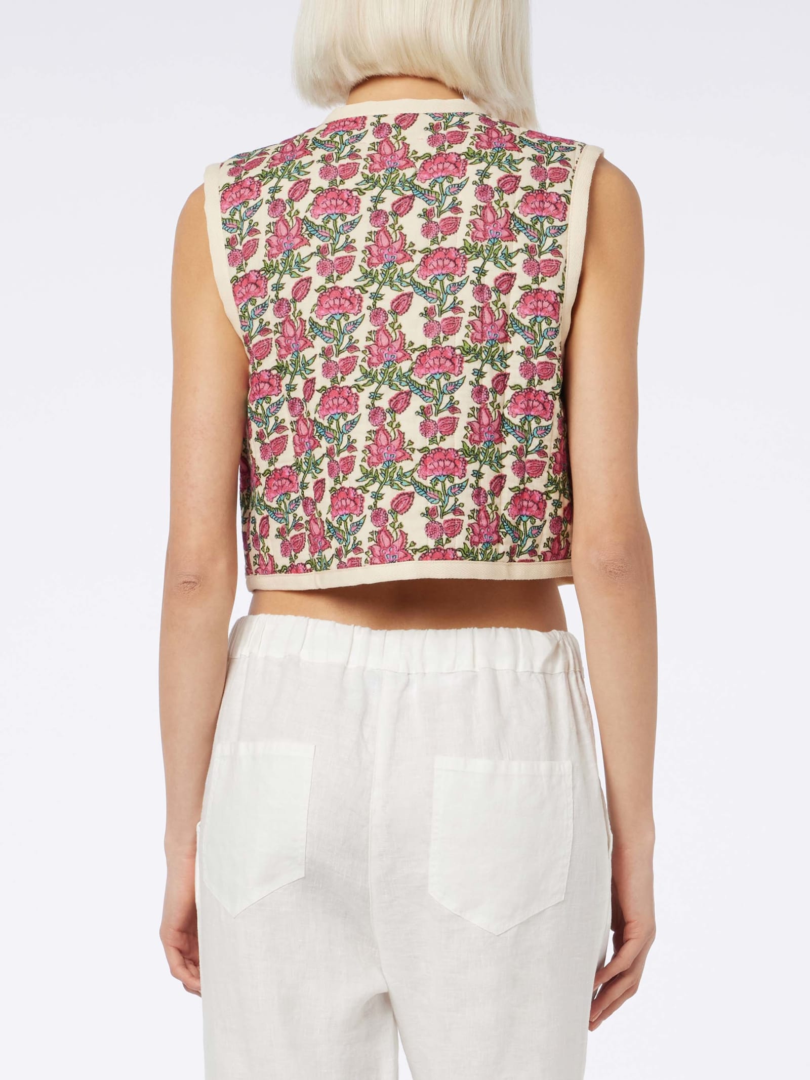 Mc2 Saint Barth Woman Embroidered Padded Vest In White