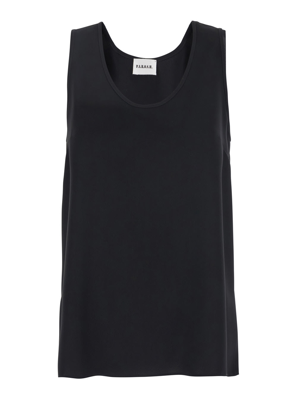 Parosh Black Sleeveless Top With Round Neck In Tech Fabric Woman