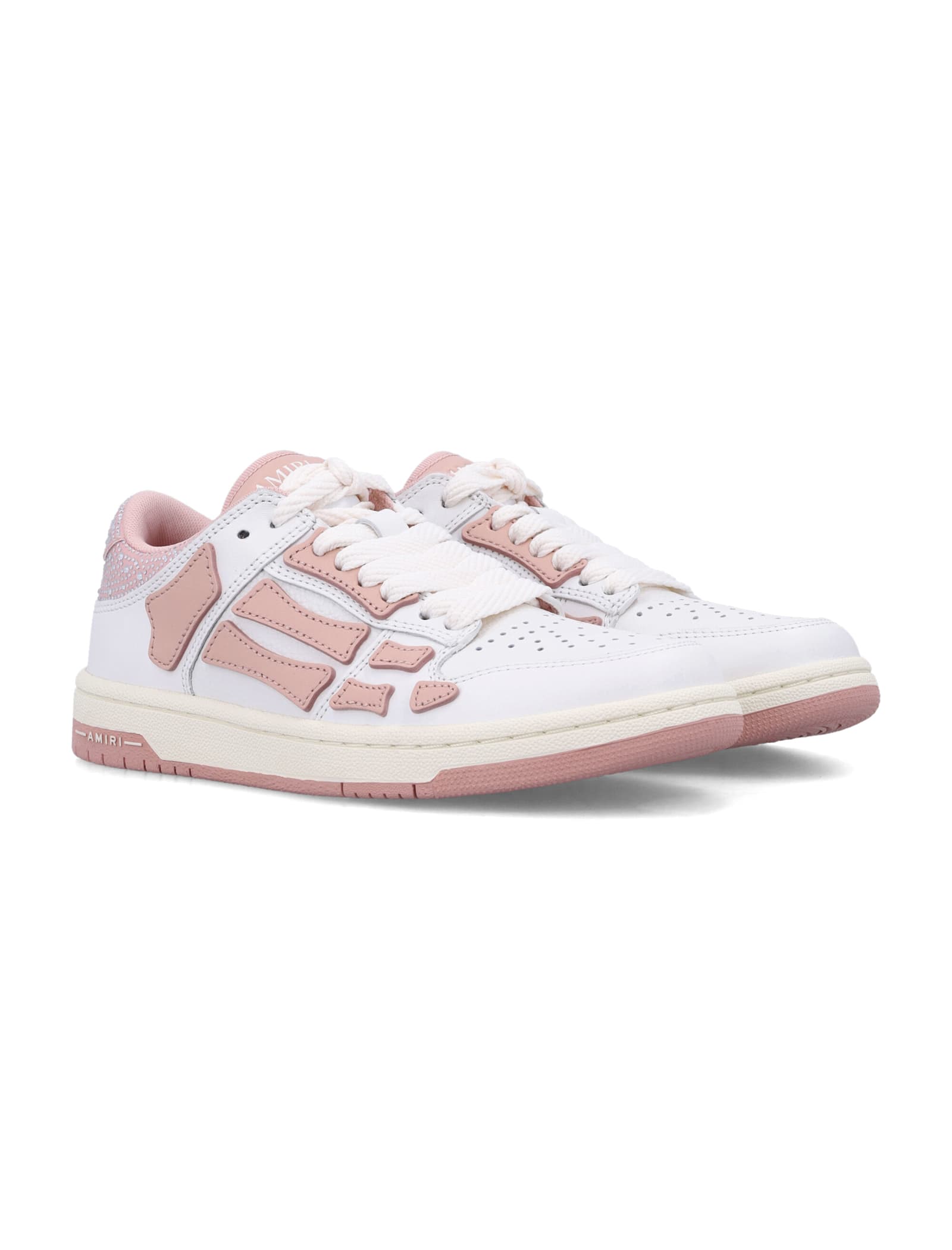 Amiri Crystal Satin Skel Top Low Womans Sneakers In Pink