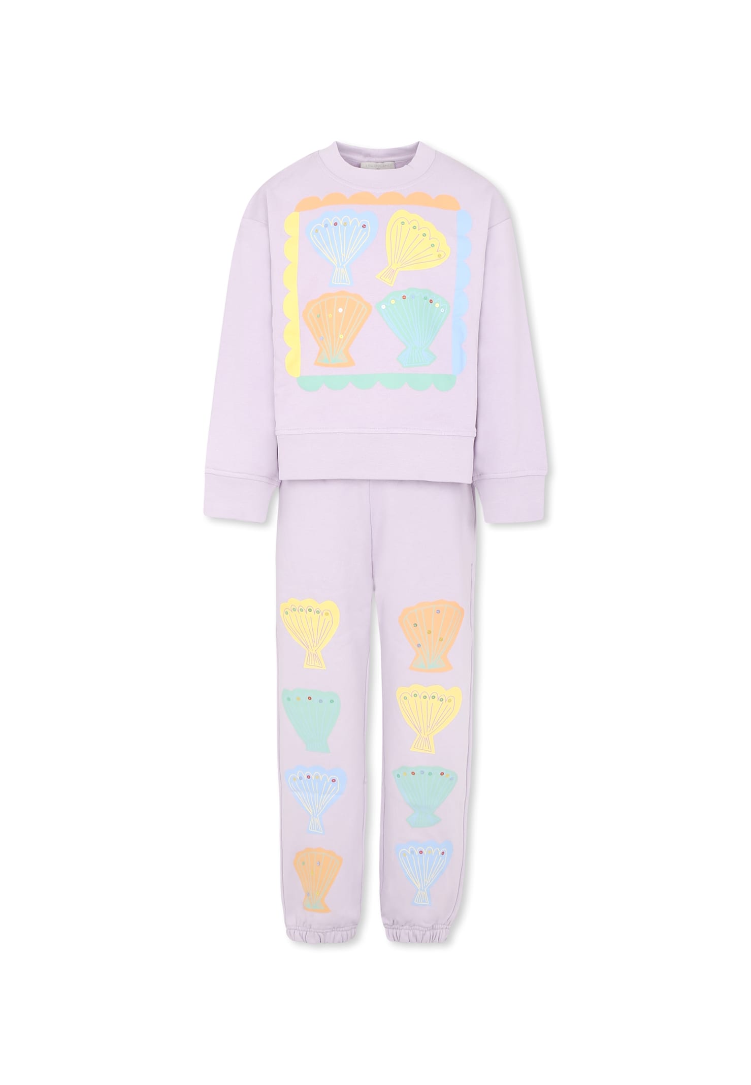 Stella Mccartney Printed Cotton Fleece Sweatshirt And Shorts Set In Lilac
