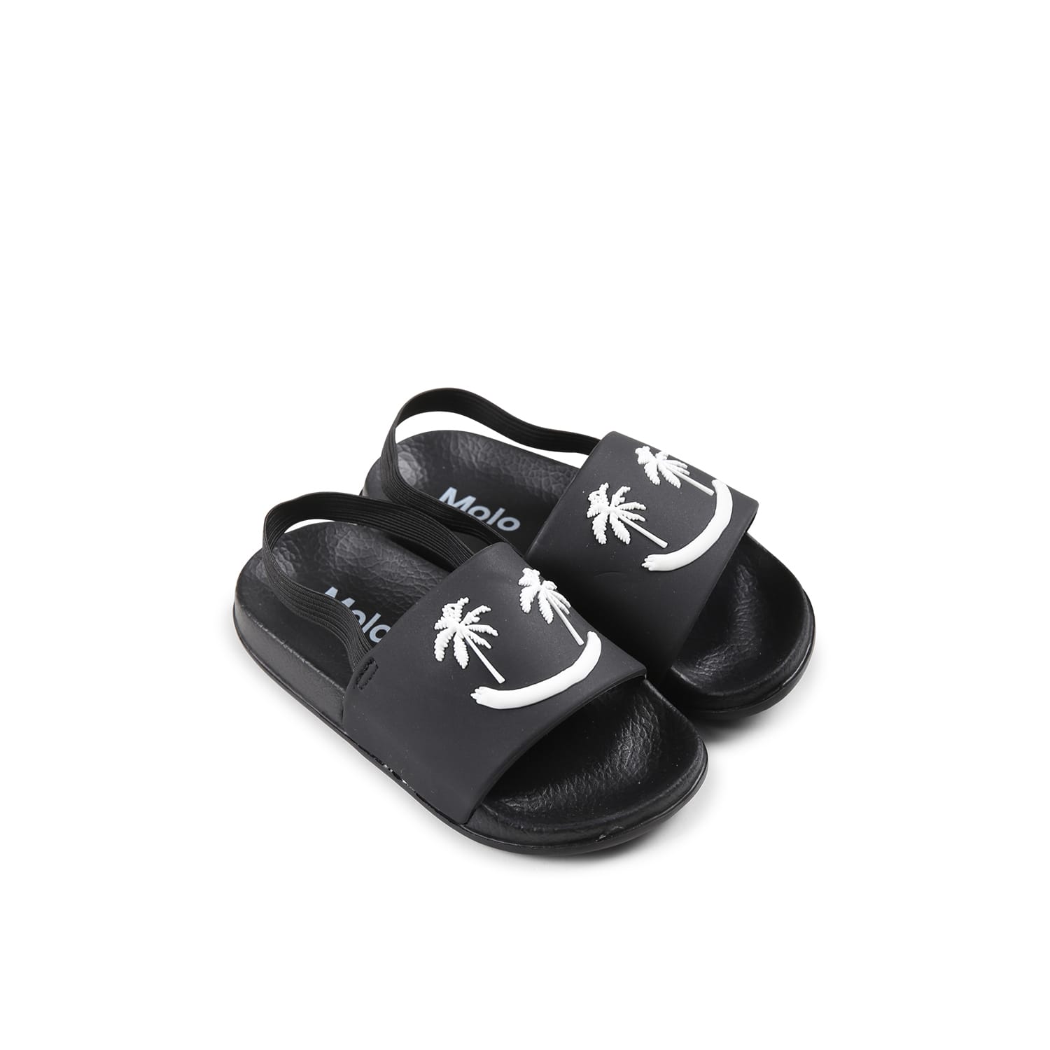 Molo Black Slippers For Kids With Smiley In Black
