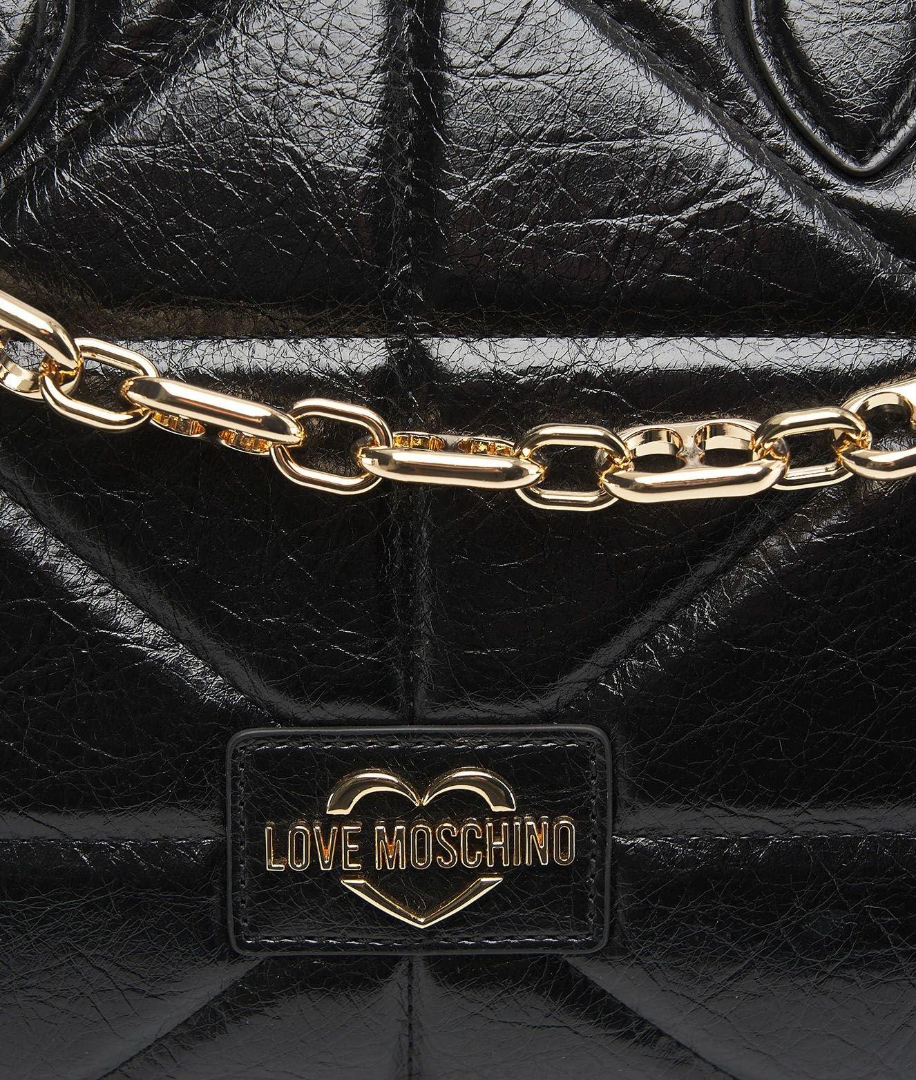 Shop Love Moschino Logo-lettering Quilted Top Handle Bag In Nero