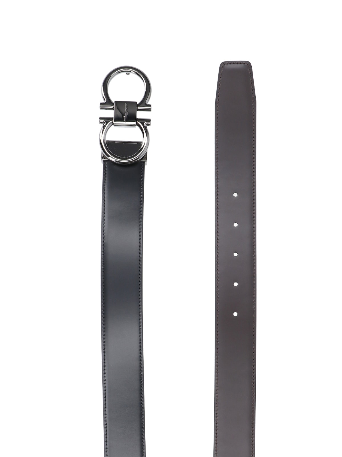 Ferragamo Gancini Reversible Belt In Black