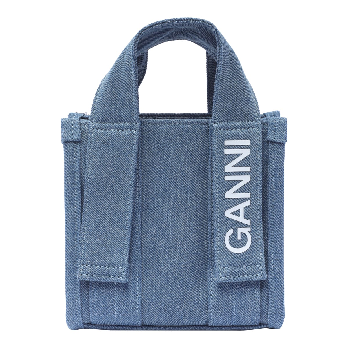 Shop Ganni Denim Tote Bag In Blue