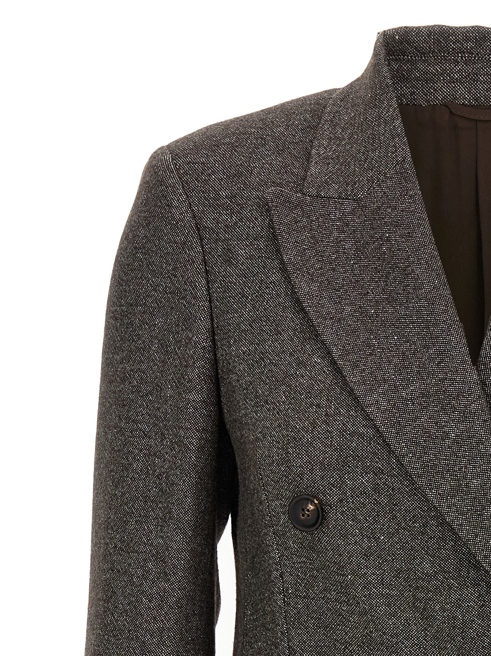 Brunello Cucinelli Blazer Tweed Monile In Brown