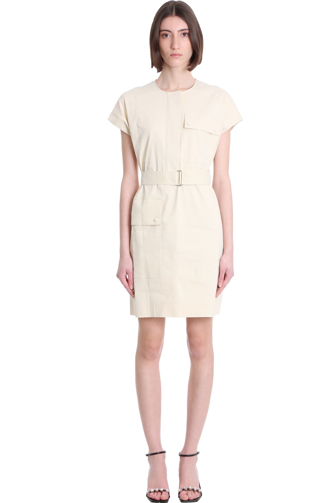 Theory Dress In Beige Linen