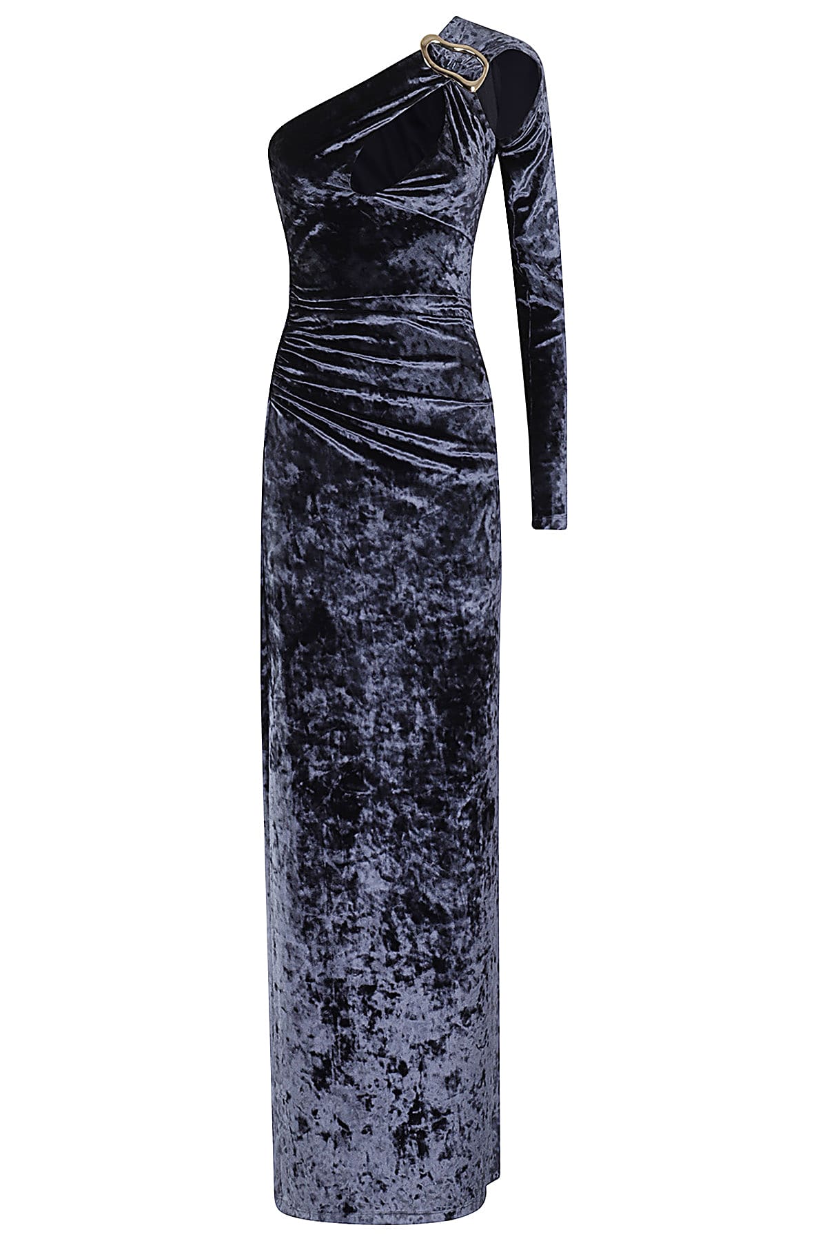 Shop Amen L Dress In C Velvet W Buckle In Navy Blue